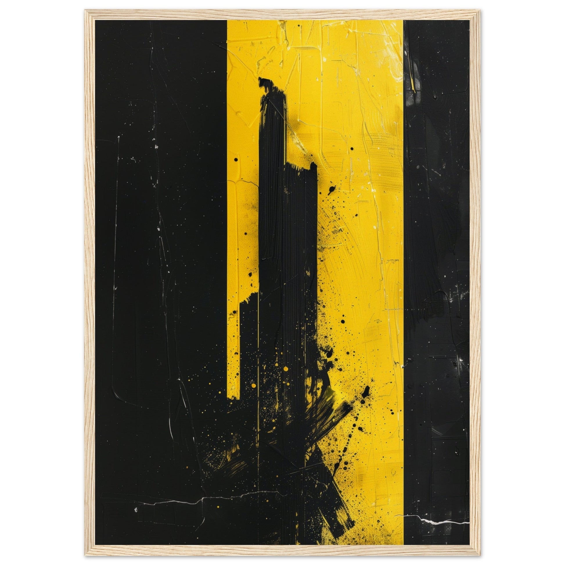 Affiche Jaune et Noir ( 50x70-cm-Bois-clair)