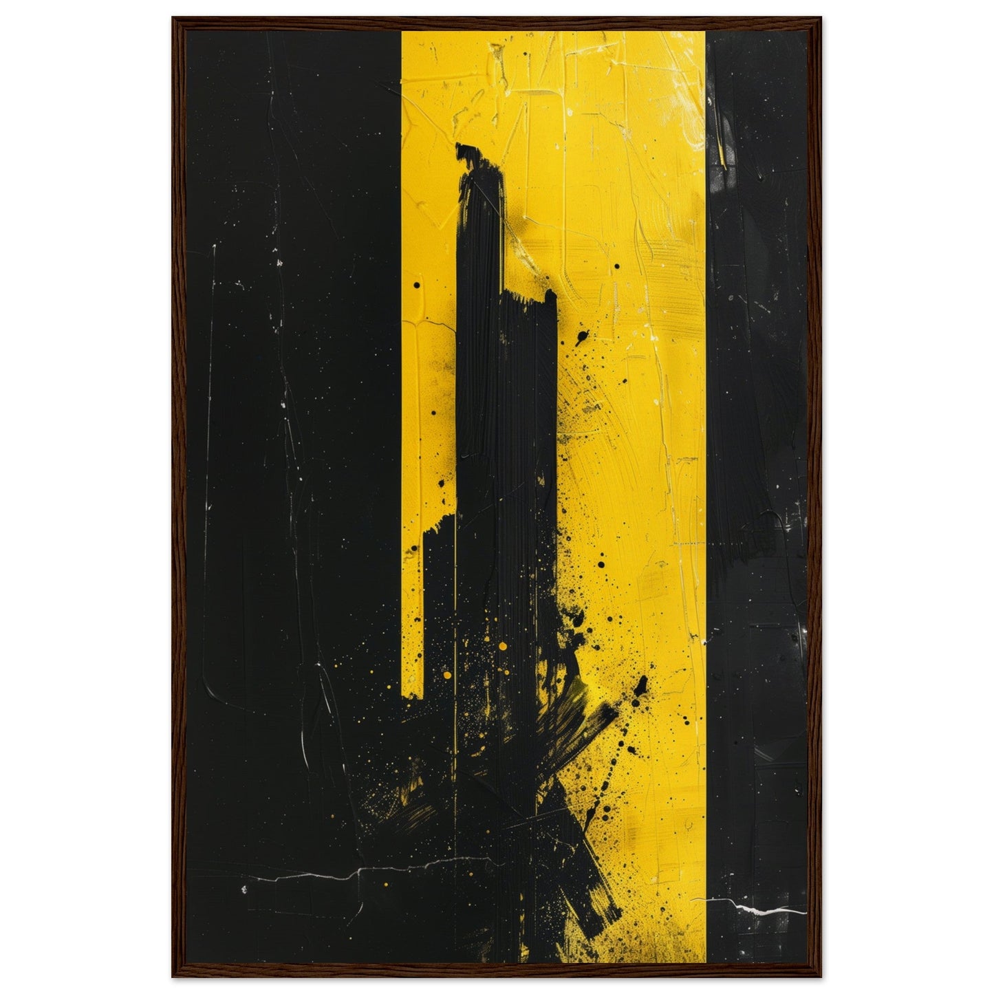 Affiche Jaune et Noir ( 60x90-cm-Bois-foncé)