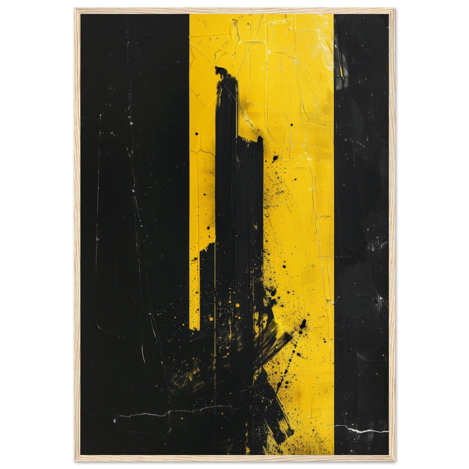 Affiche Jaune et Noir ( 70x100-cm-Bois-clair)