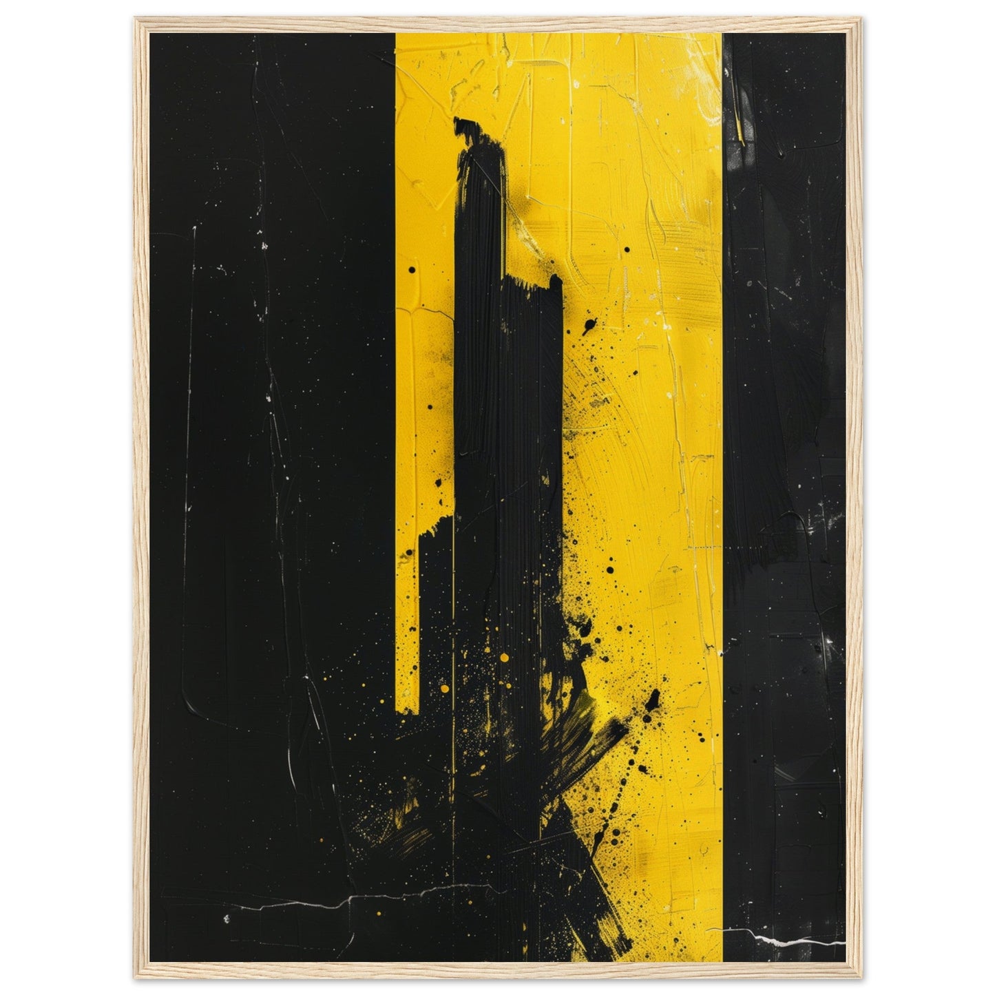 Affiche Jaune et Noir ( 60x80-cm-Bois-clair)