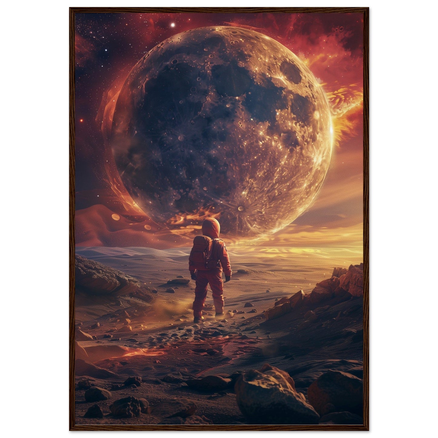 Affiche Le Voyage Dans La Lune ( 70x100-cm-Bois-foncé)