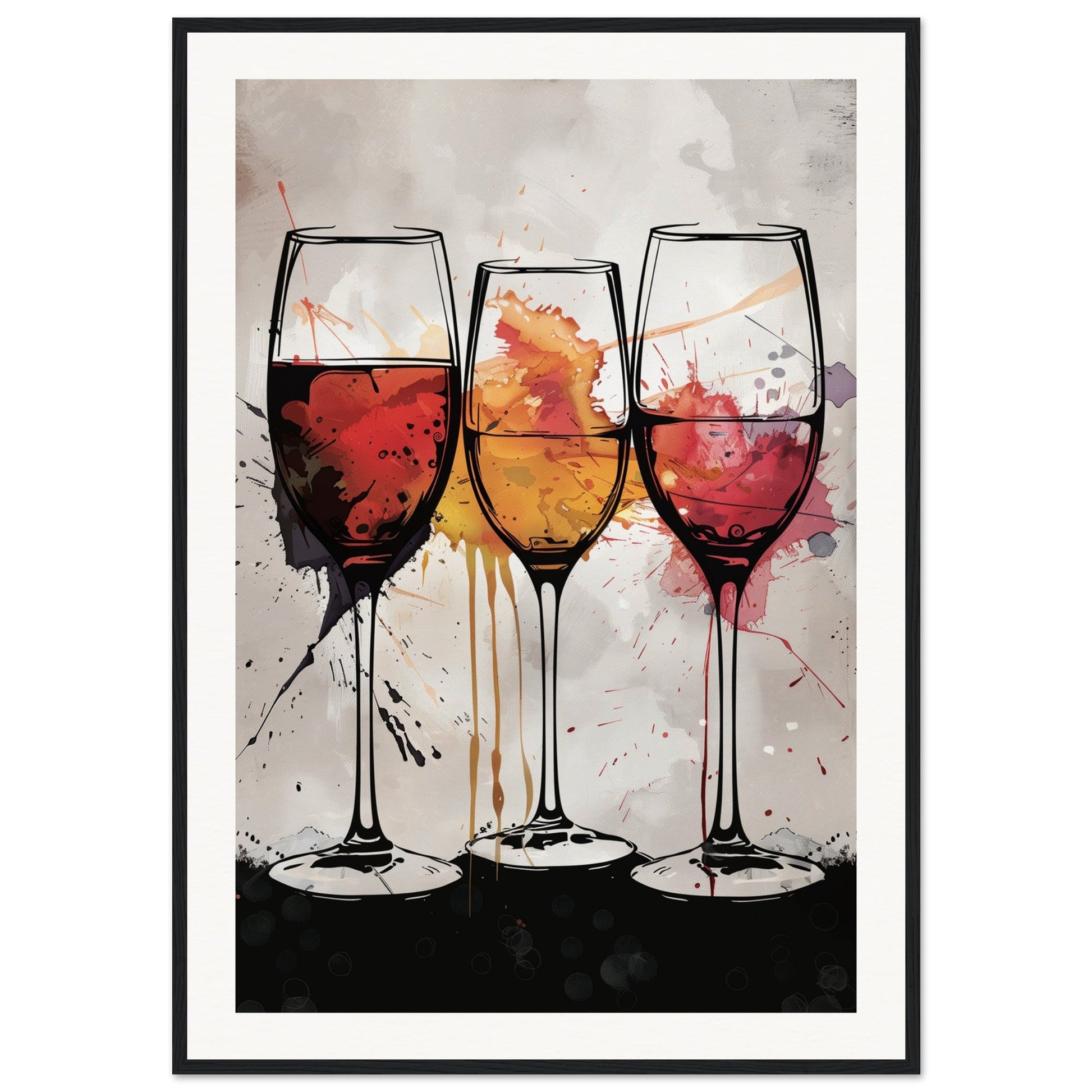 Affiche Les Couleurs du Vin ( 70x100-cm-Bois-noir)