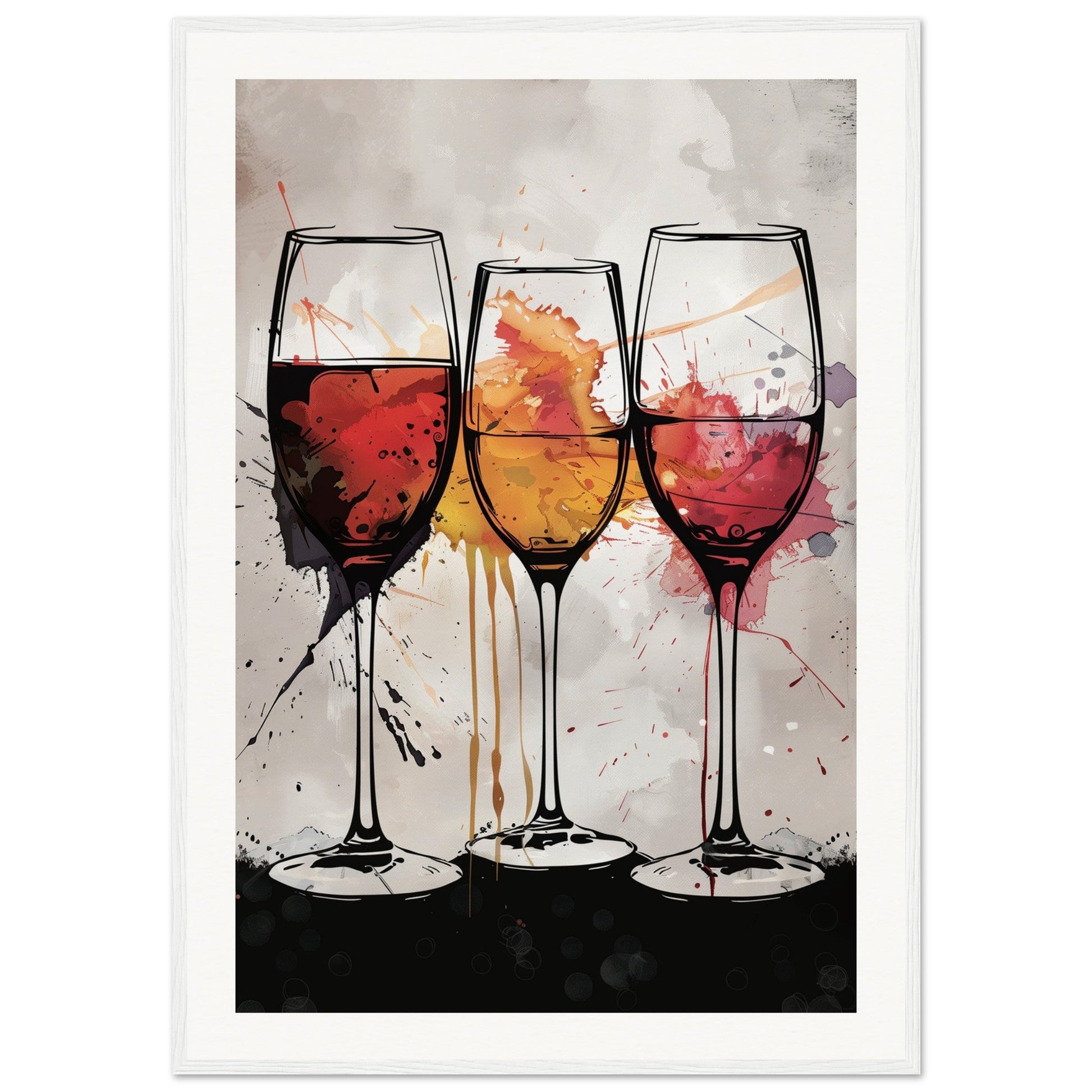 Affiche Les Couleurs du Vin ( 70x100-cm-Bois-blanc)