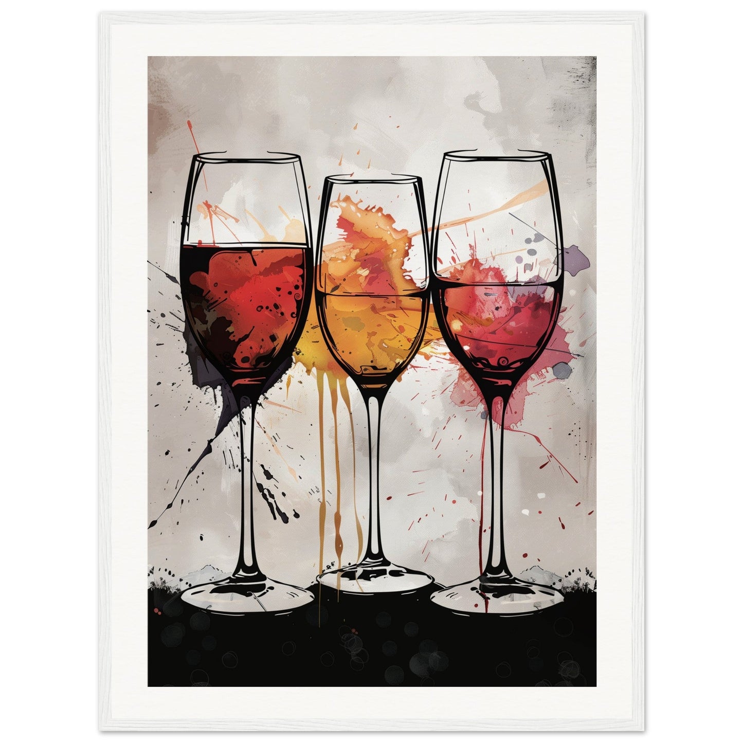 Affiche Les Couleurs du Vin ( 60x80-cm-Bois-blanc)