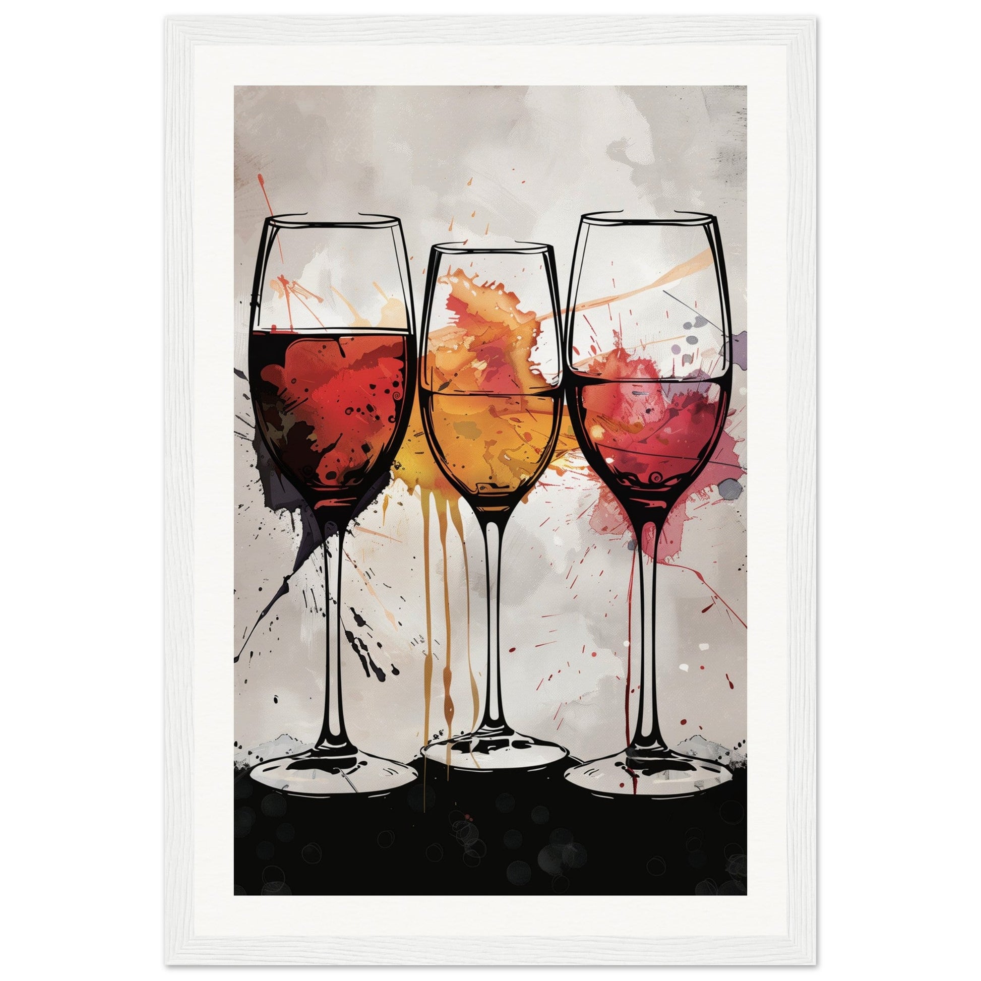 Affiche Les Couleurs du Vin ( 30x45-cm-Bois-blanc)