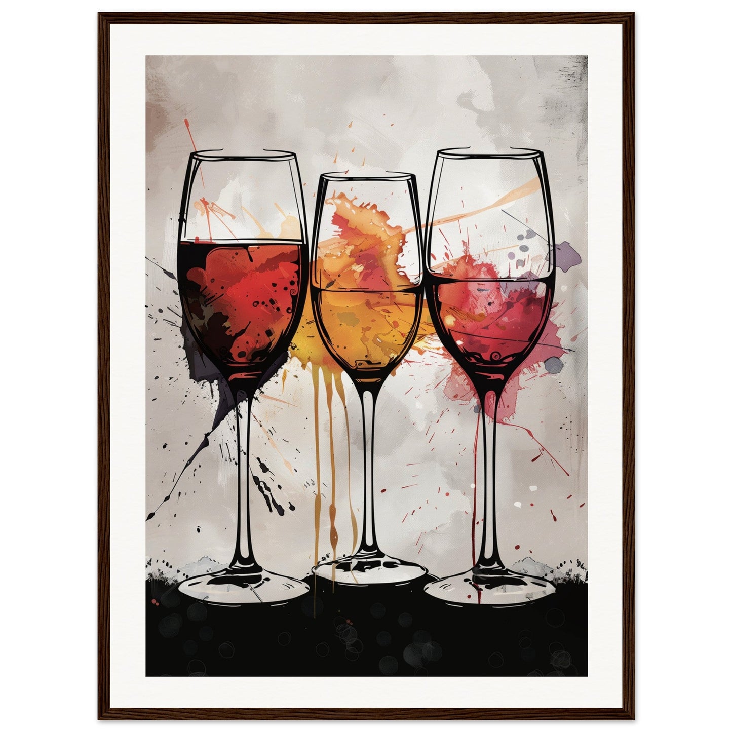 Affiche Les Couleurs du Vin ( 60x80-cm-Bois-foncé)