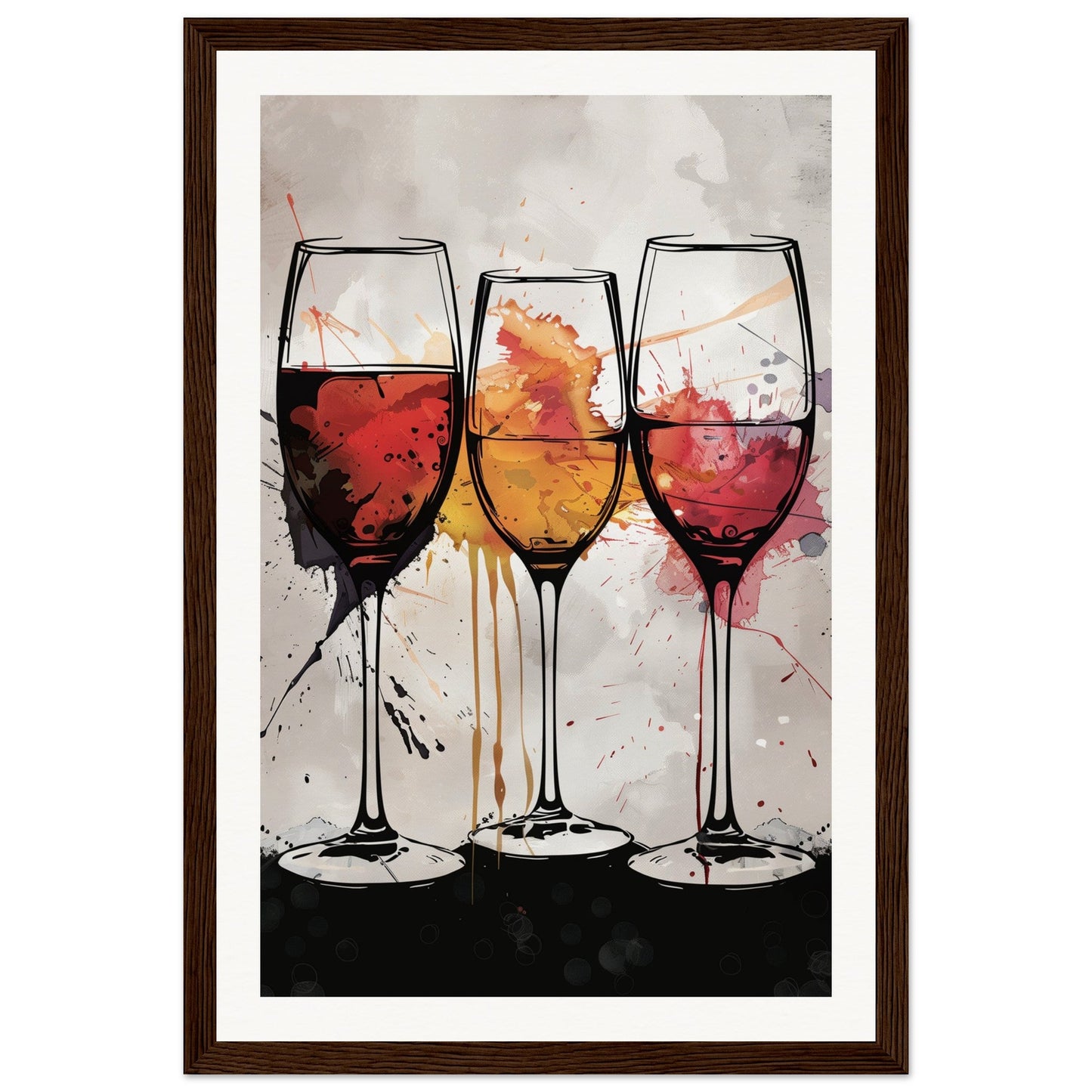 Affiche Les Couleurs du Vin ( 30x45-cm-Bois-foncé)