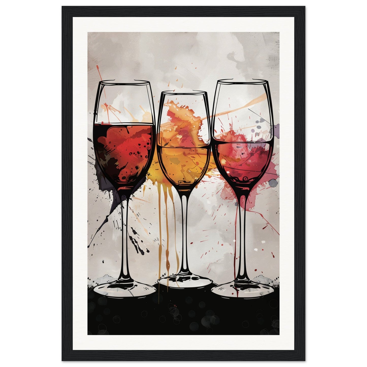 Affiche Les Couleurs du Vin ( 30x45-cm-Bois-noir)