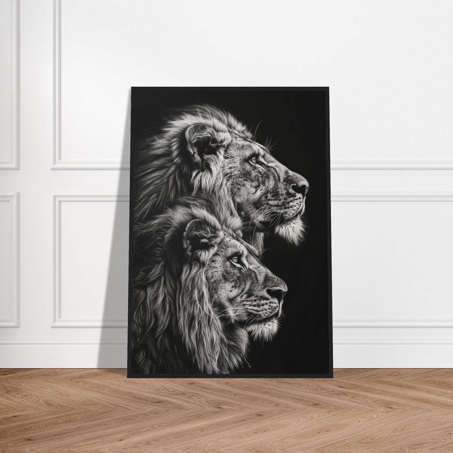 Affiche Lion Noir et Blanc ( )