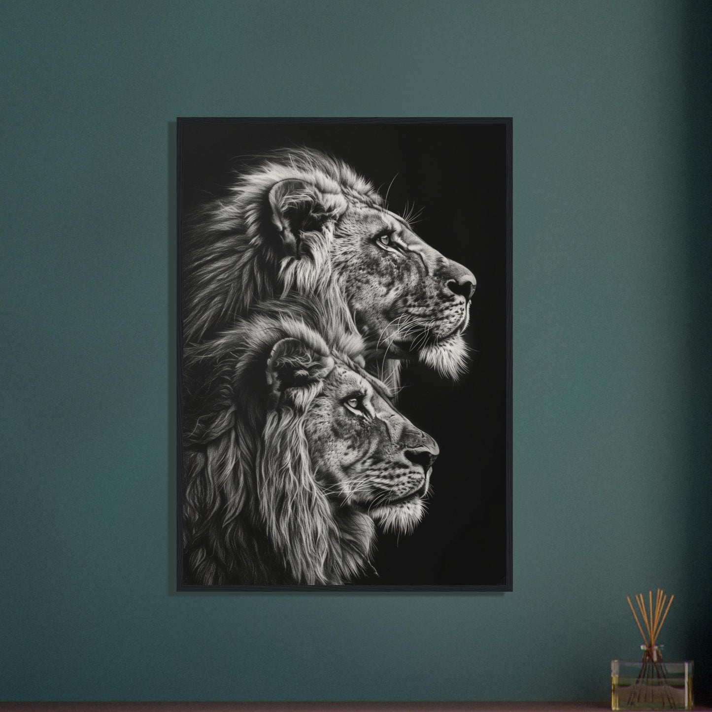 Affiche Lion Noir et Blanc ( )