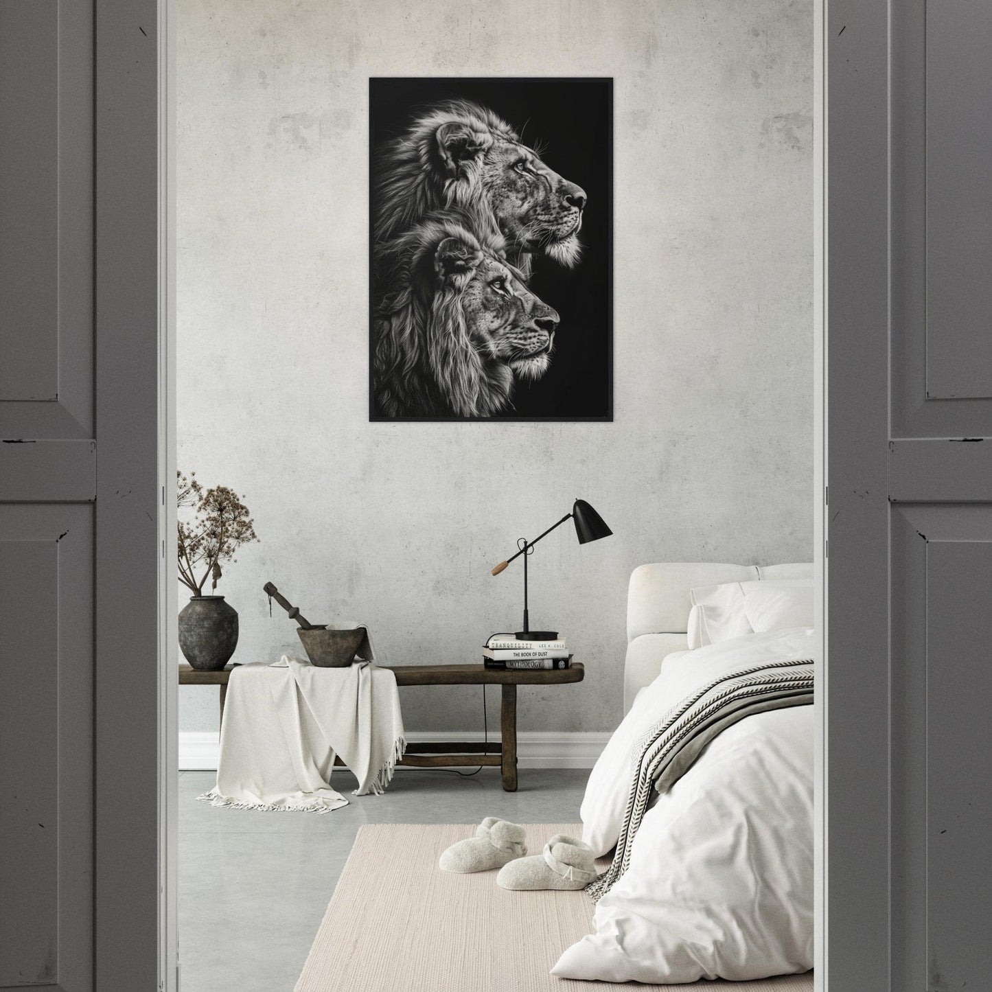 Affiche Lion Noir et Blanc ( )