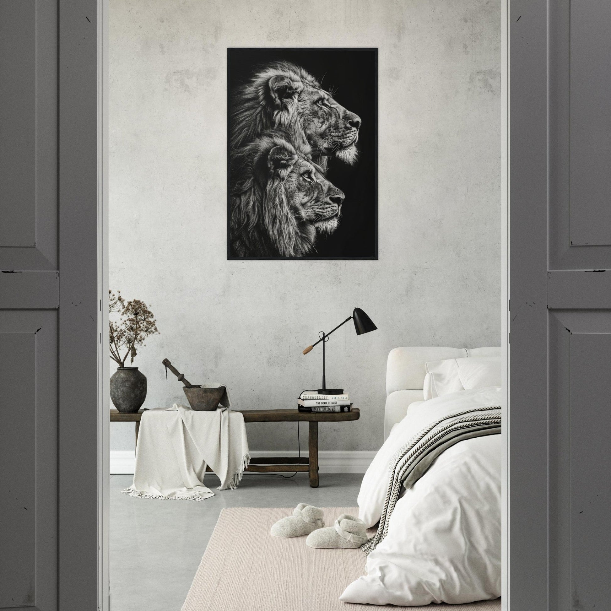 Affiche Lion Noir et Blanc ( )