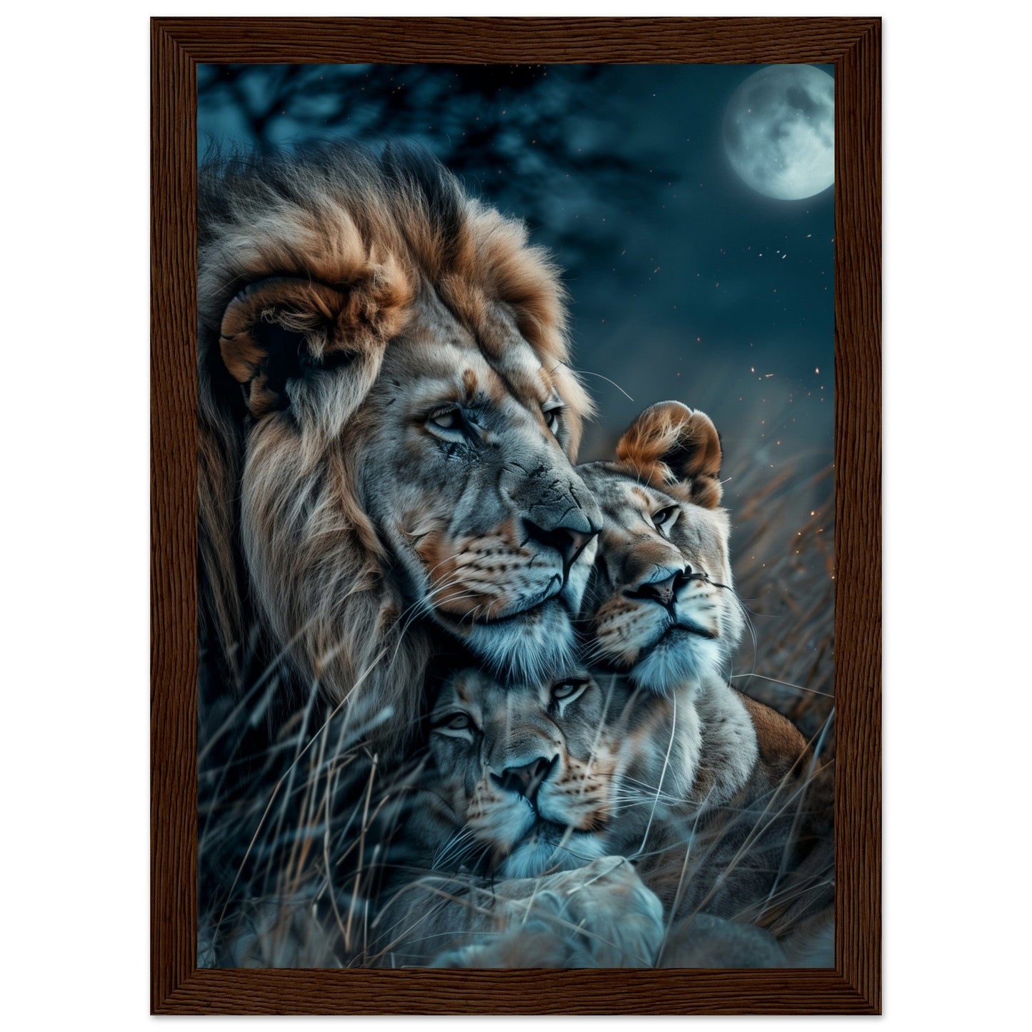 Affiche Lion et Lionne ( 21x29.7-cm-Bois-foncé)