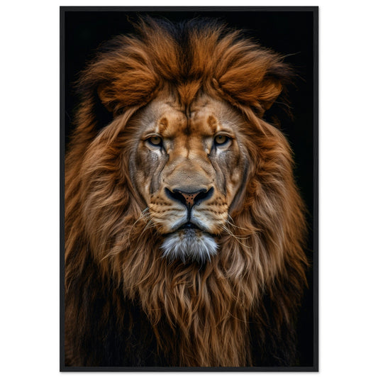 Affiche Lion ( 70x100-cm-Bois-noir)