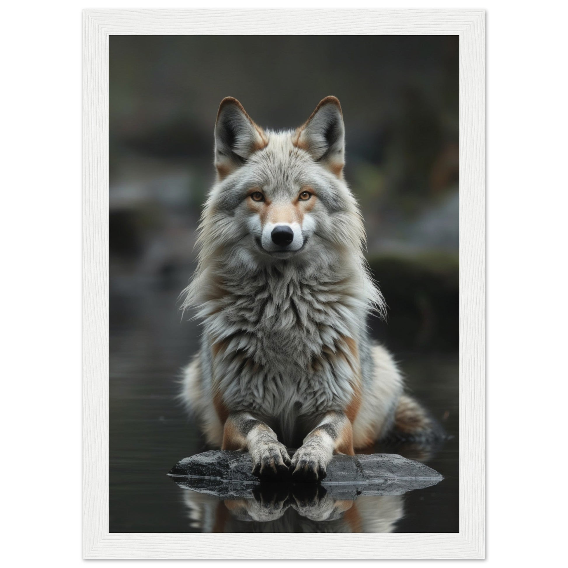 Affiche Loup Zen ( 21x29.7-cm-Bois-blanc)