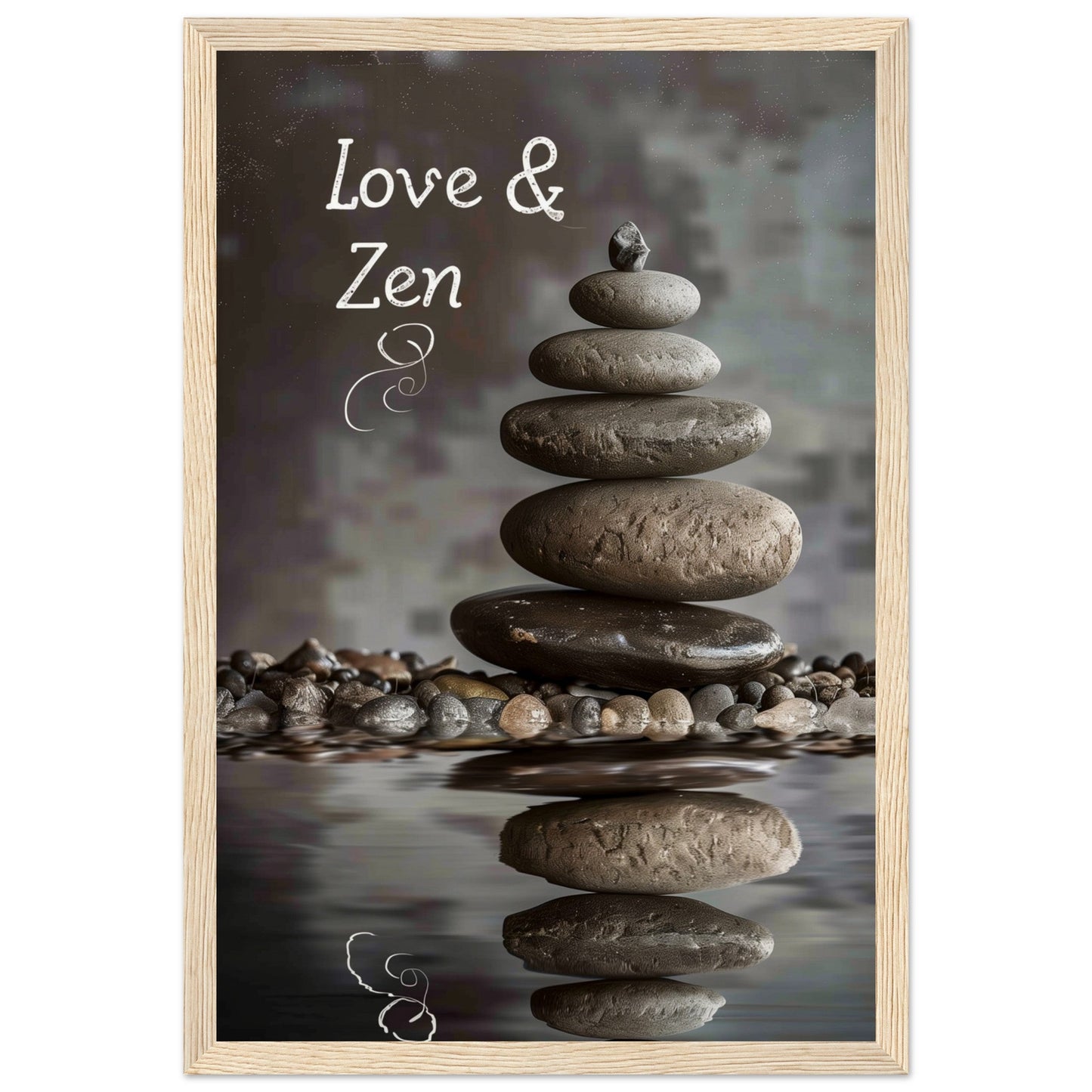 Affiche Love et Zen ( 30x45-cm-Bois-clair)