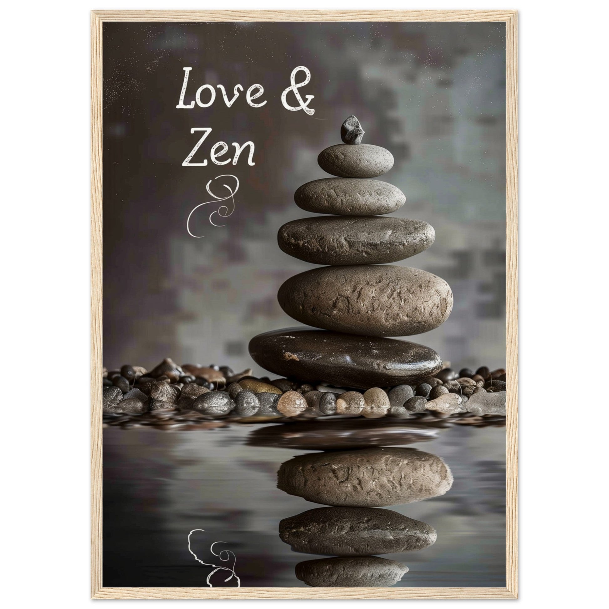 Affiche Love et Zen ( 50x70-cm-Bois-clair)