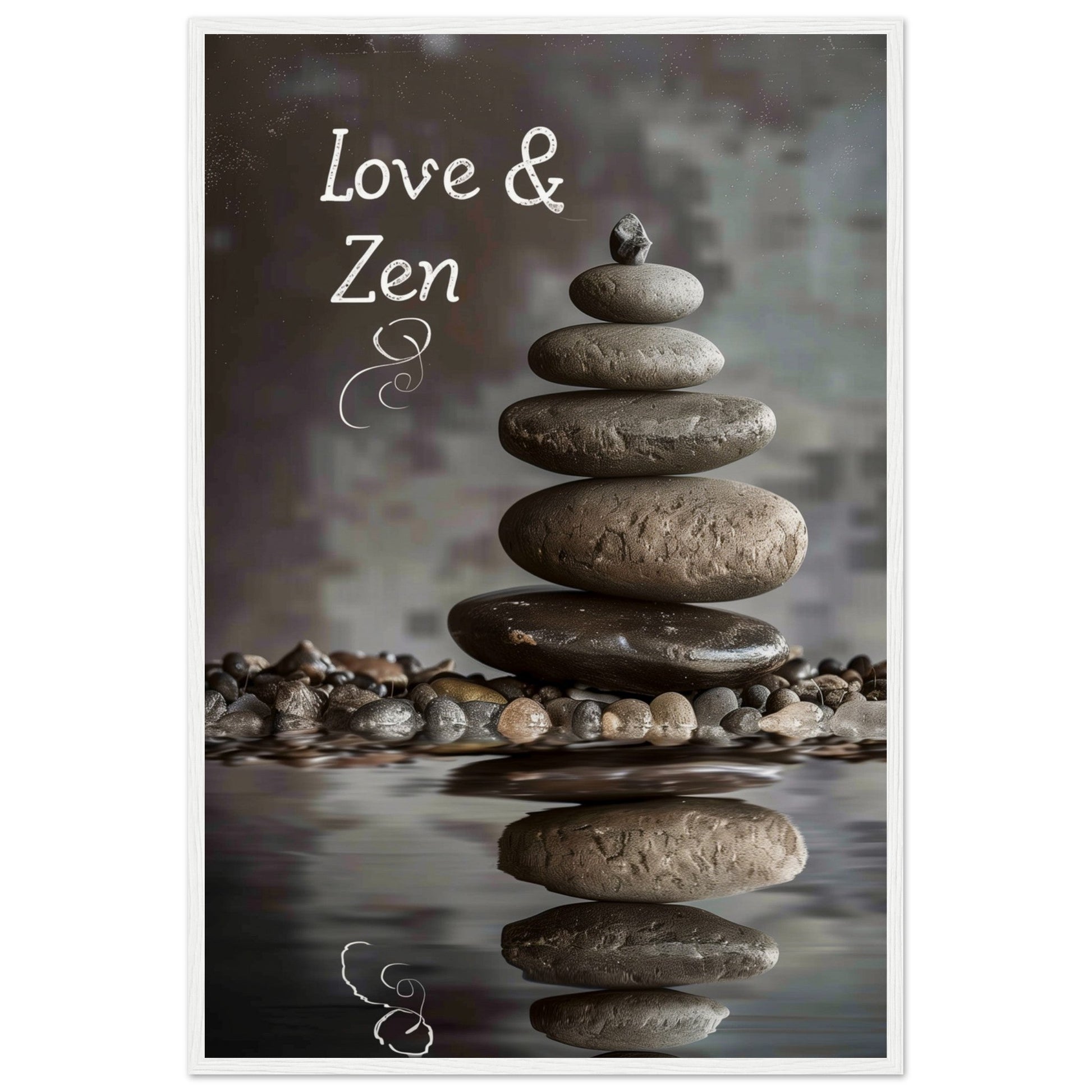 Affiche Love et Zen ( 60x90-cm-Bois-blanc)