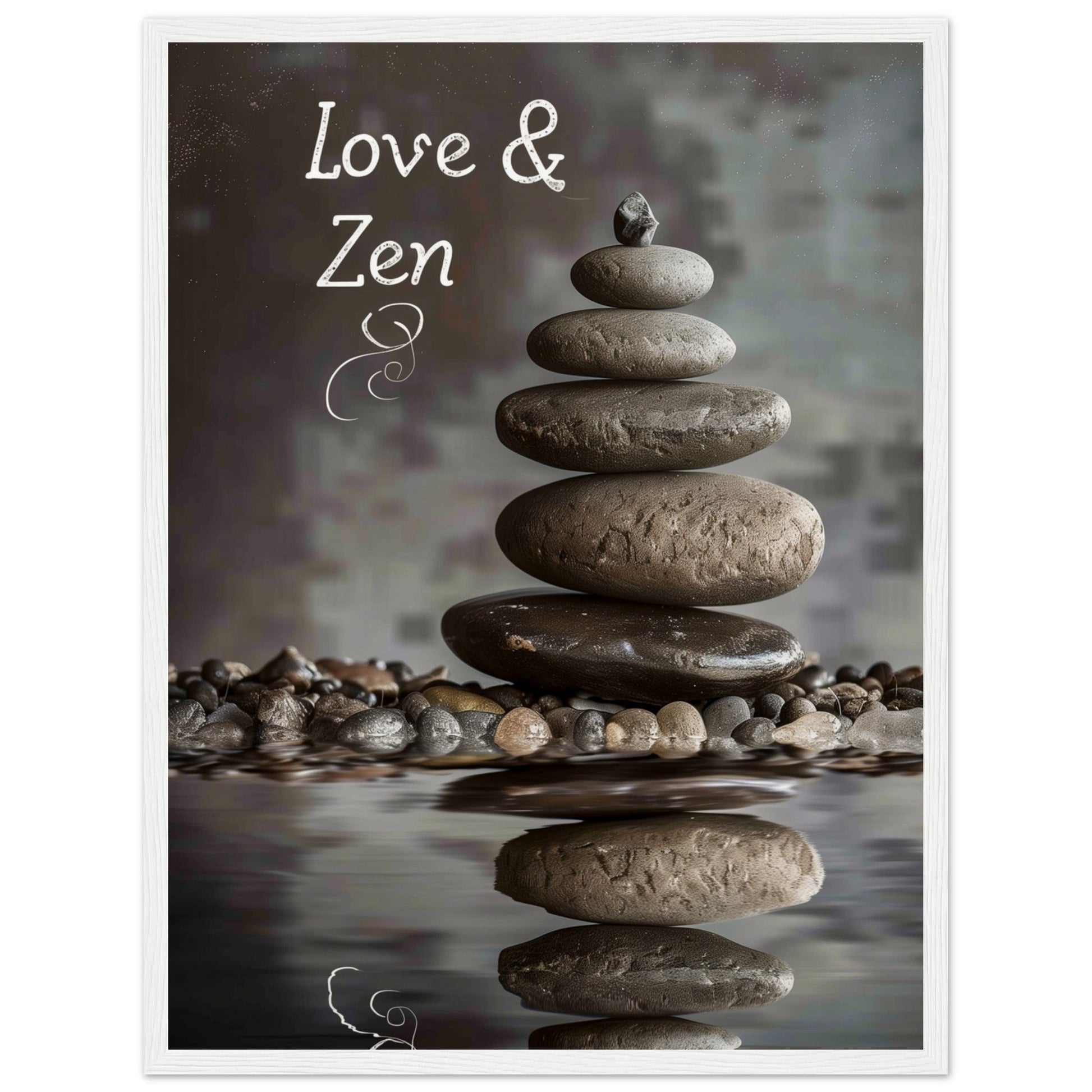 Affiche Love et Zen ( 45x60-cm-Bois-blanc)