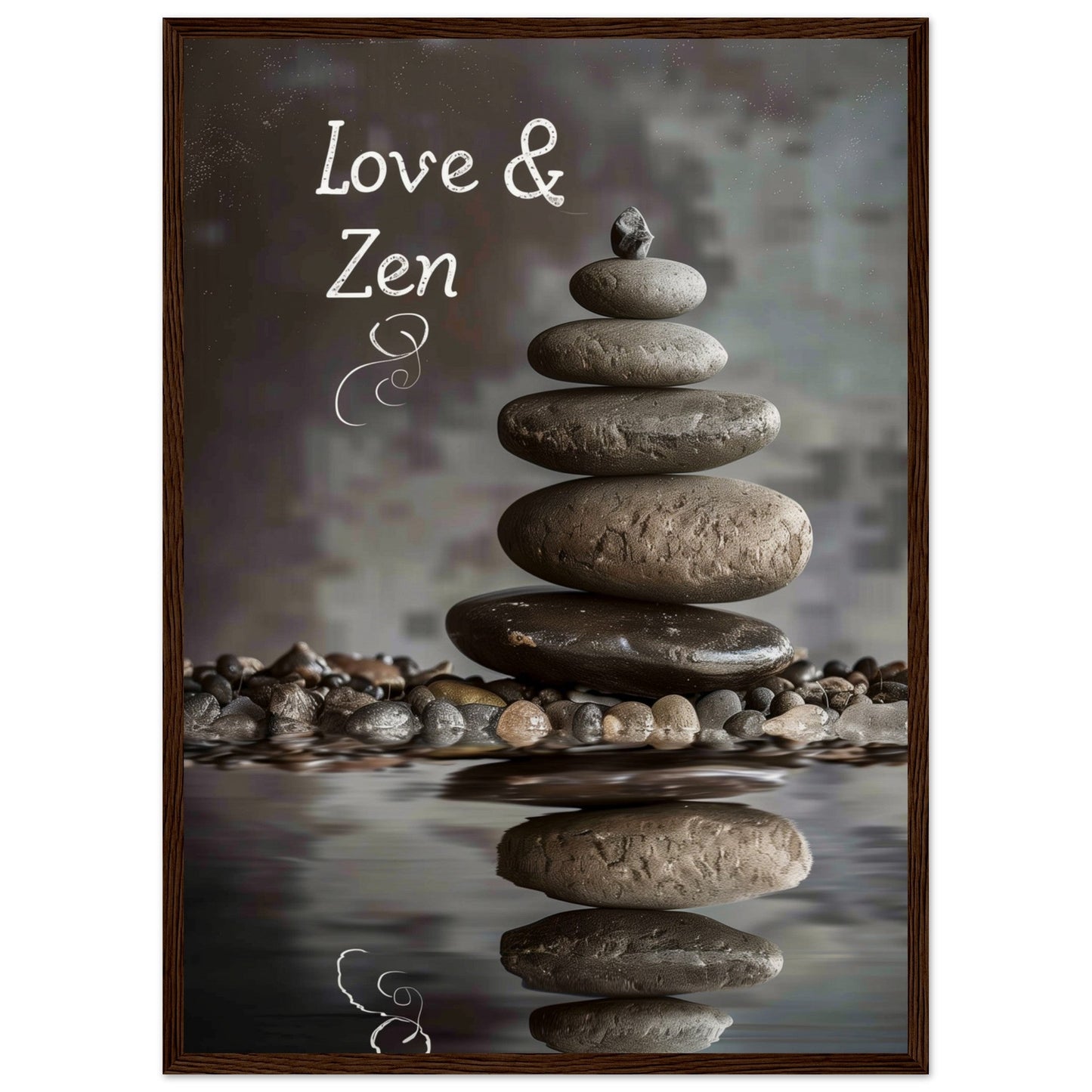 Affiche Love et Zen ( 50x70-cm-Bois-foncé)