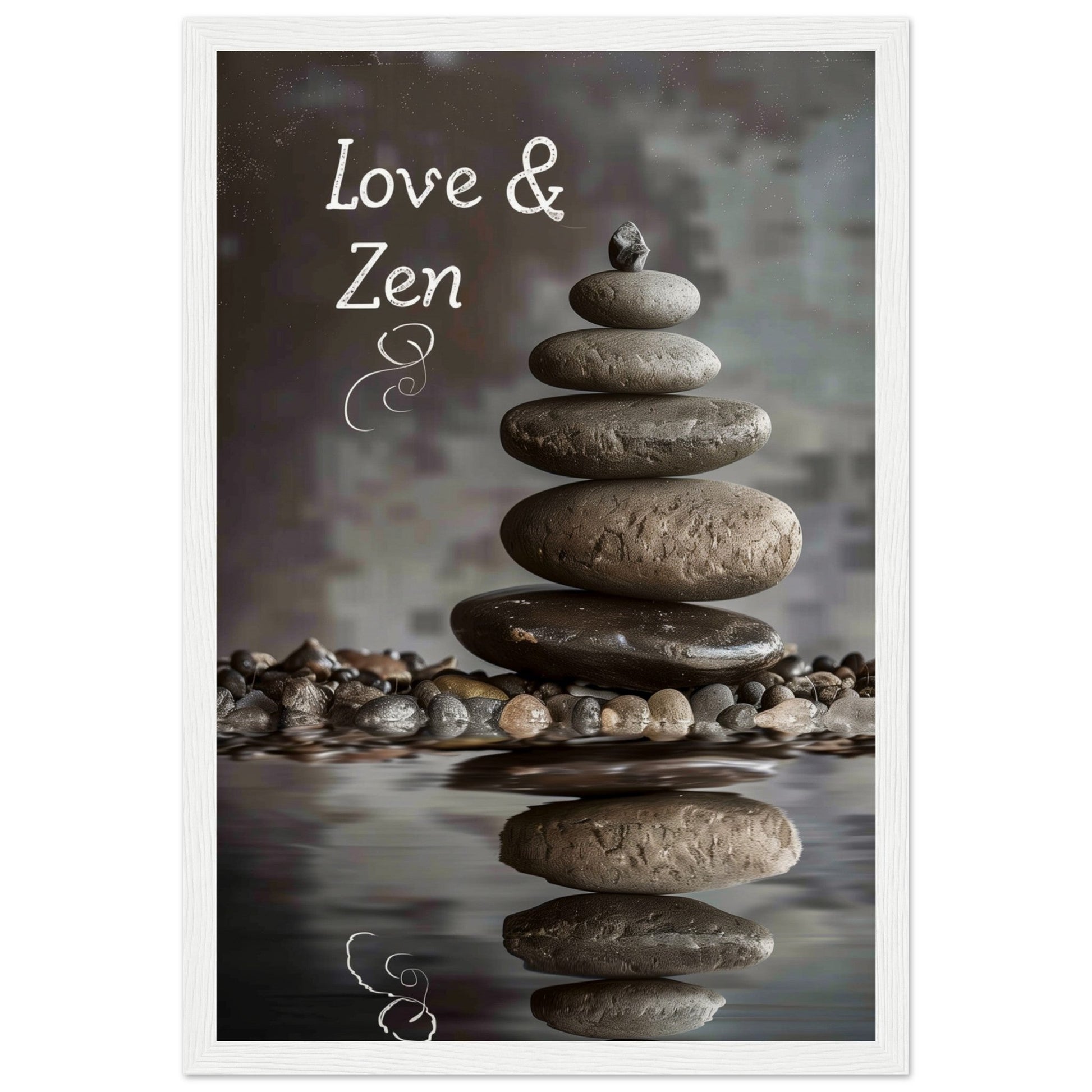 Affiche Love et Zen ( 30x45-cm-Bois-blanc)