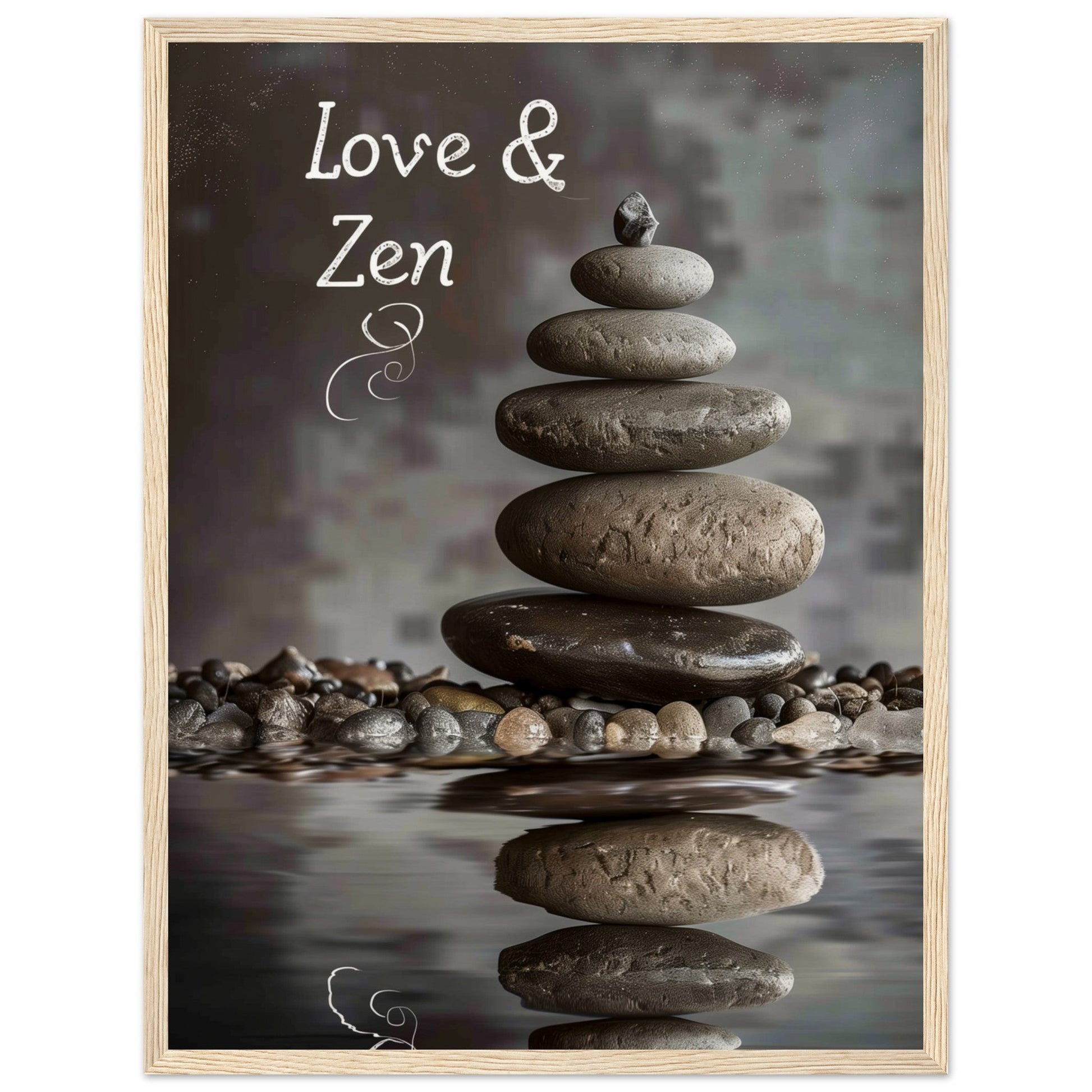 Affiche Love et Zen ( 45x60-cm-Bois-clair)