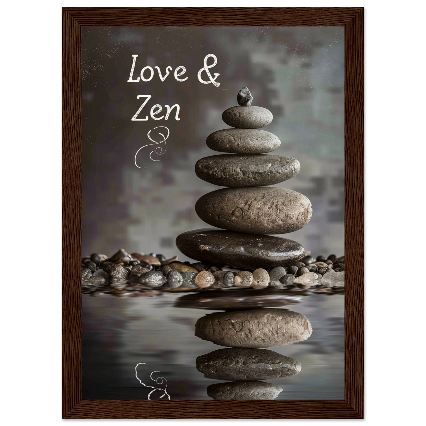 Affiche Love et Zen ( 21x29.7-cm-Bois-foncé)