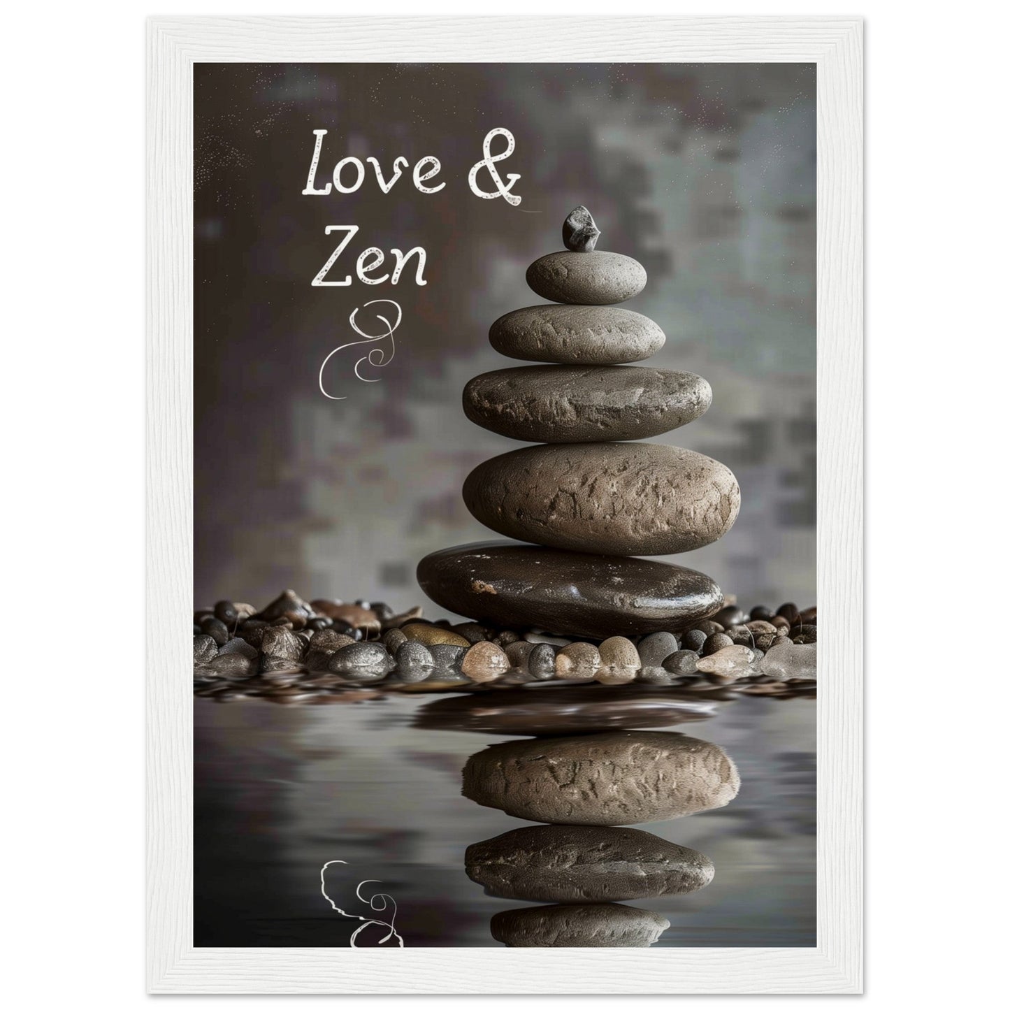 Affiche Love et Zen ( 21x29.7-cm-Bois-blanc)