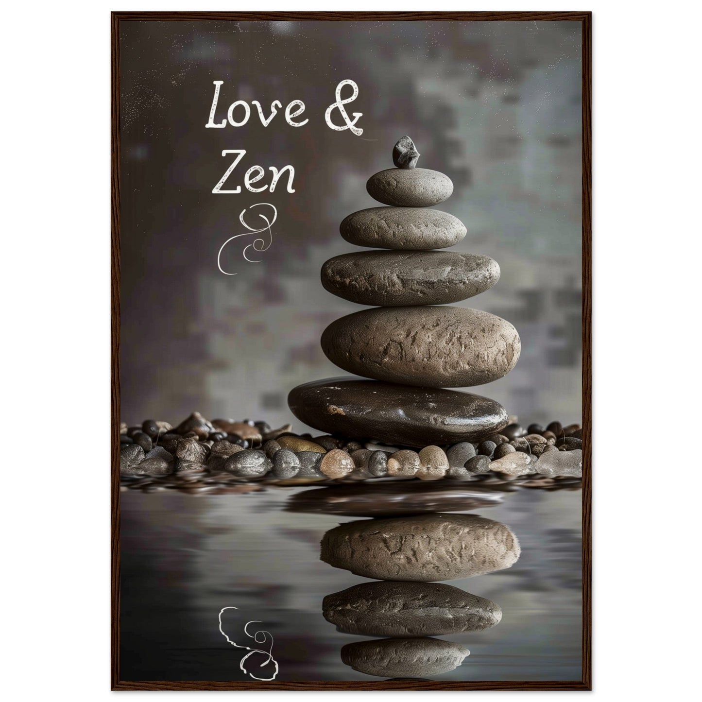 Affiche Love et Zen ( 70x100-cm-Bois-foncé)