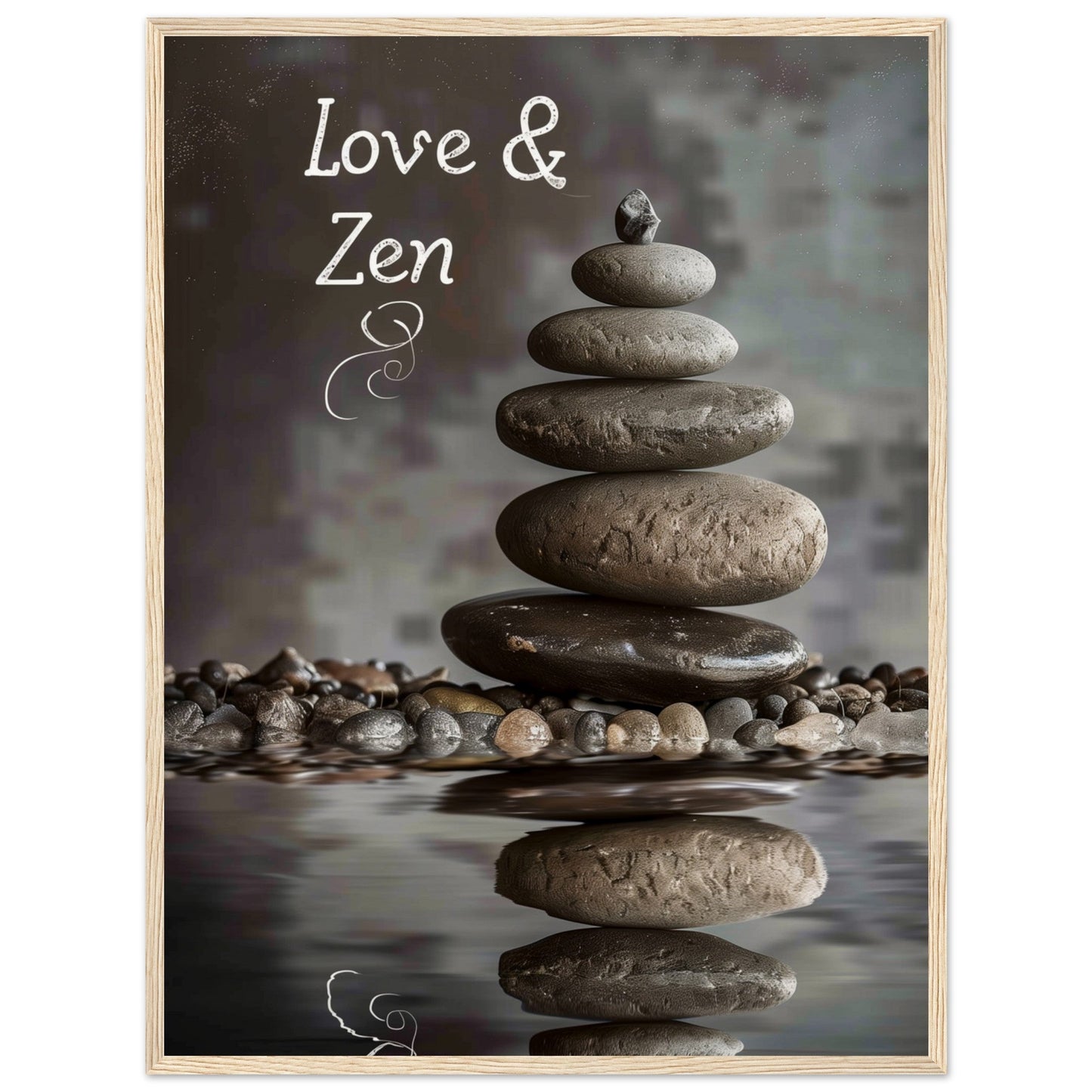 Affiche Love et Zen ( 60x80-cm-Bois-clair)