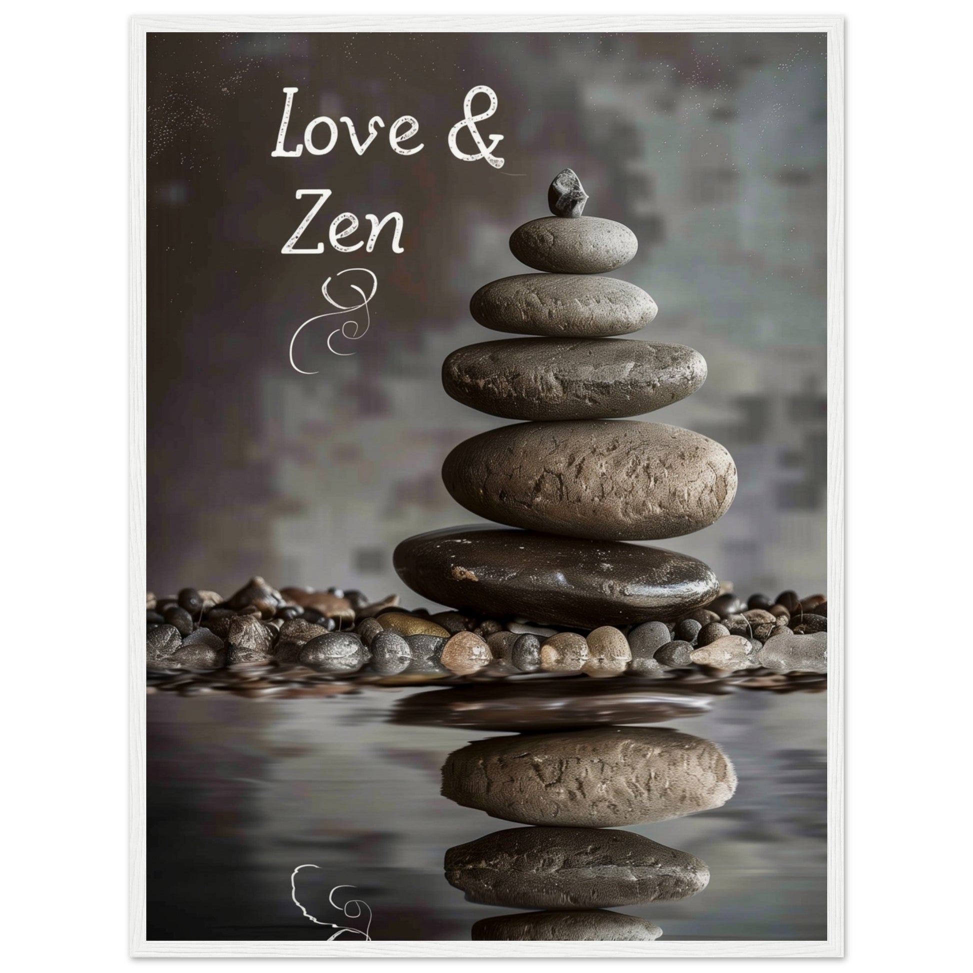 Affiche Love et Zen ( 60x80-cm-Bois-blanc)