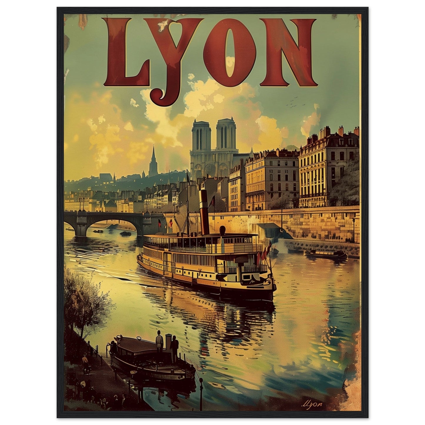 Affiche Lyon 1894 ( 60x80-cm-Bois-noir)