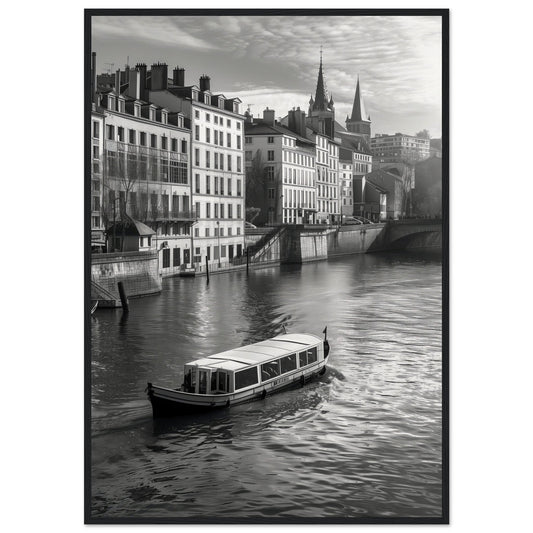 Affiche Lyon Noir Et Blanc ( 70x100-cm-Bois-noir)