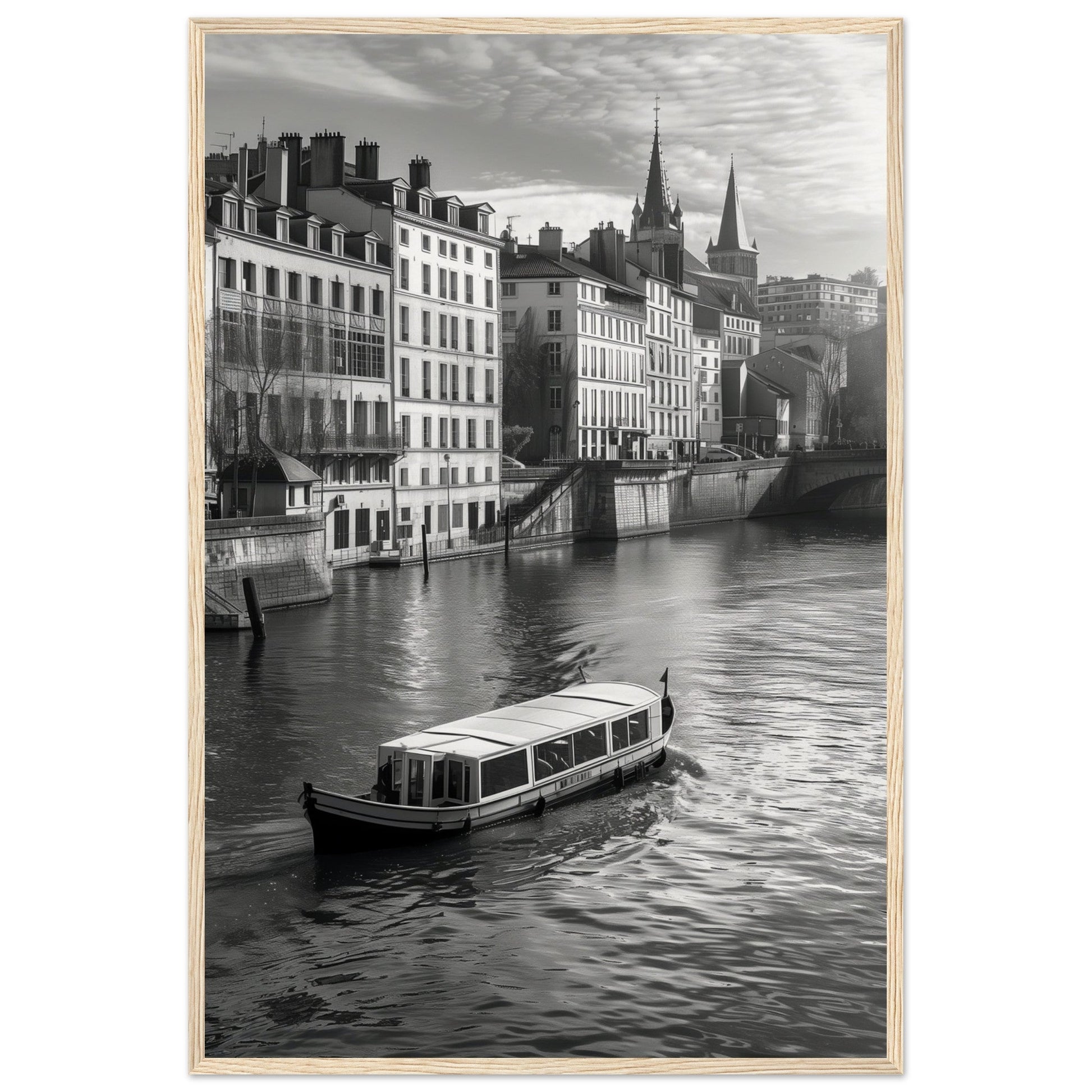 Affiche Lyon Noir Et Blanc ( 60x90-cm-Bois-clair)