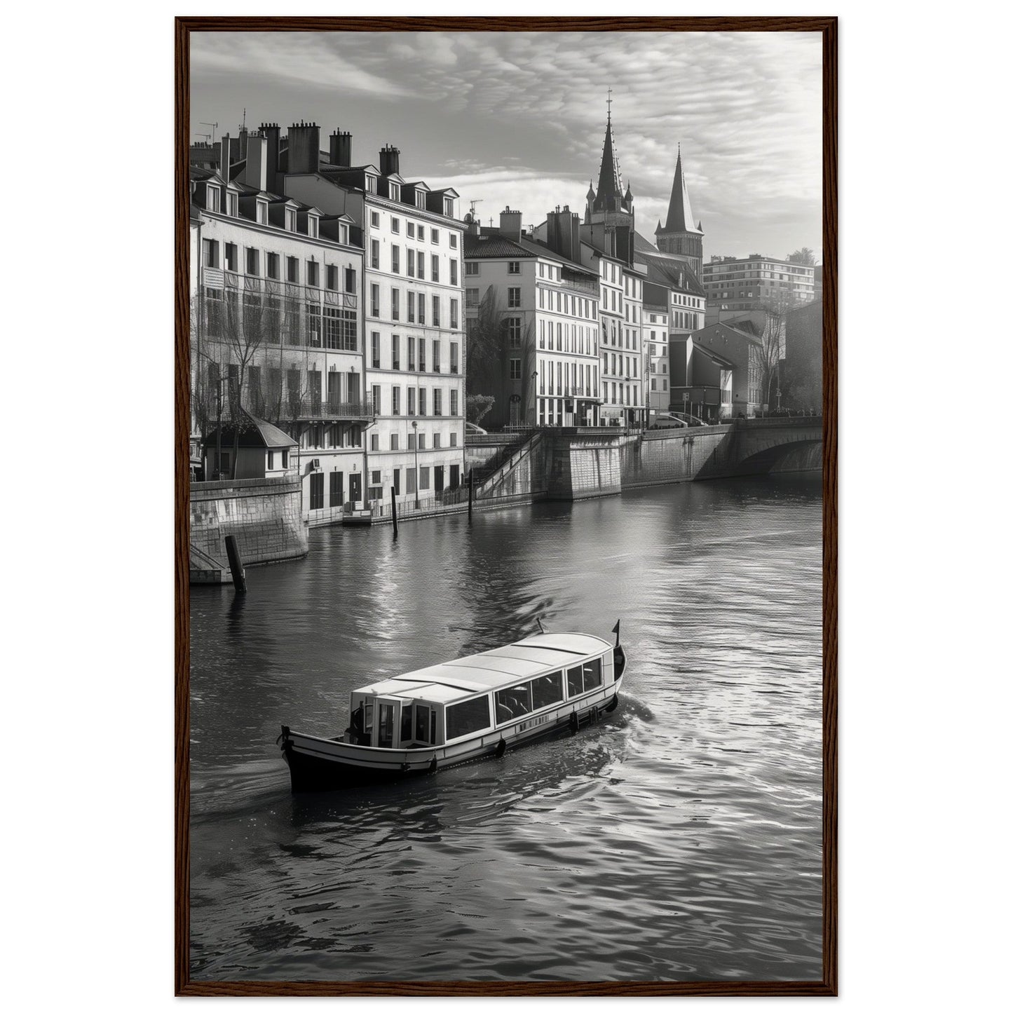 Affiche Lyon Noir Et Blanc ( 60x90-cm-Bois-foncé)