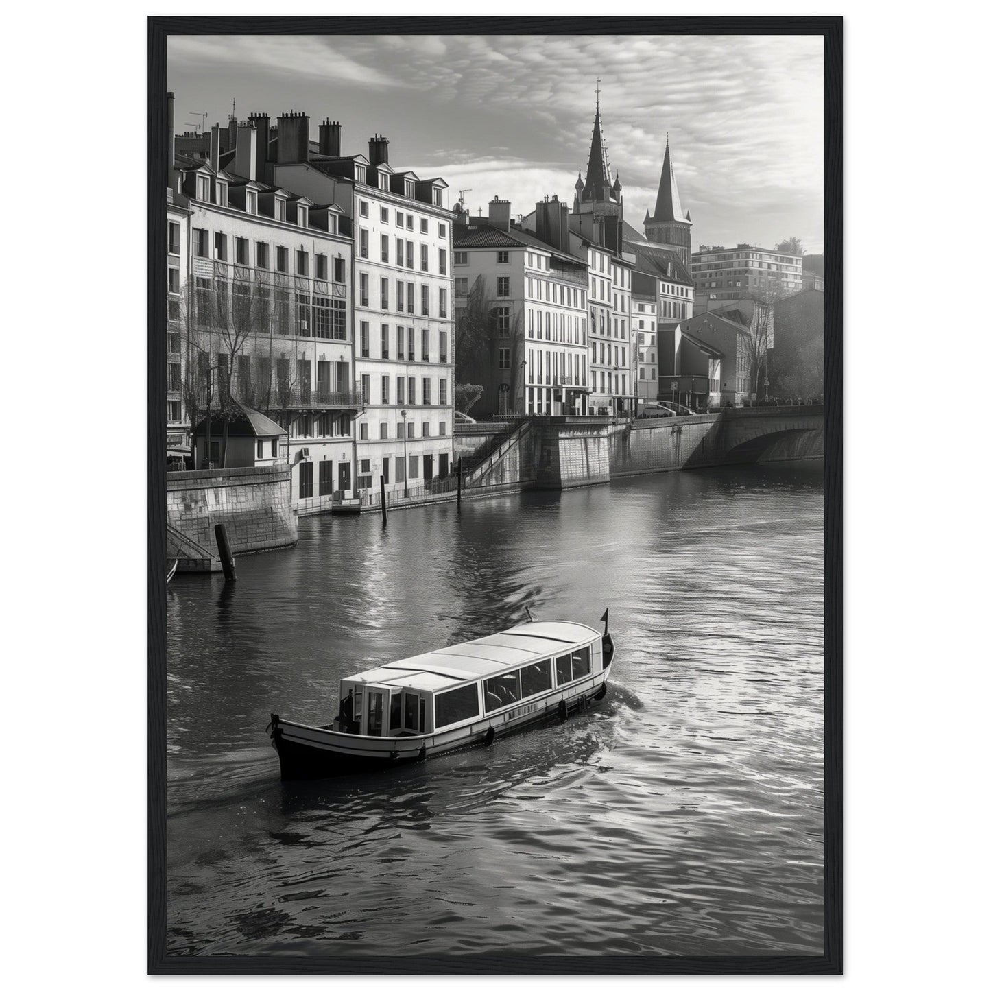 Affiche Lyon Noir Et Blanc ( 50x70-cm-Bois-noir)