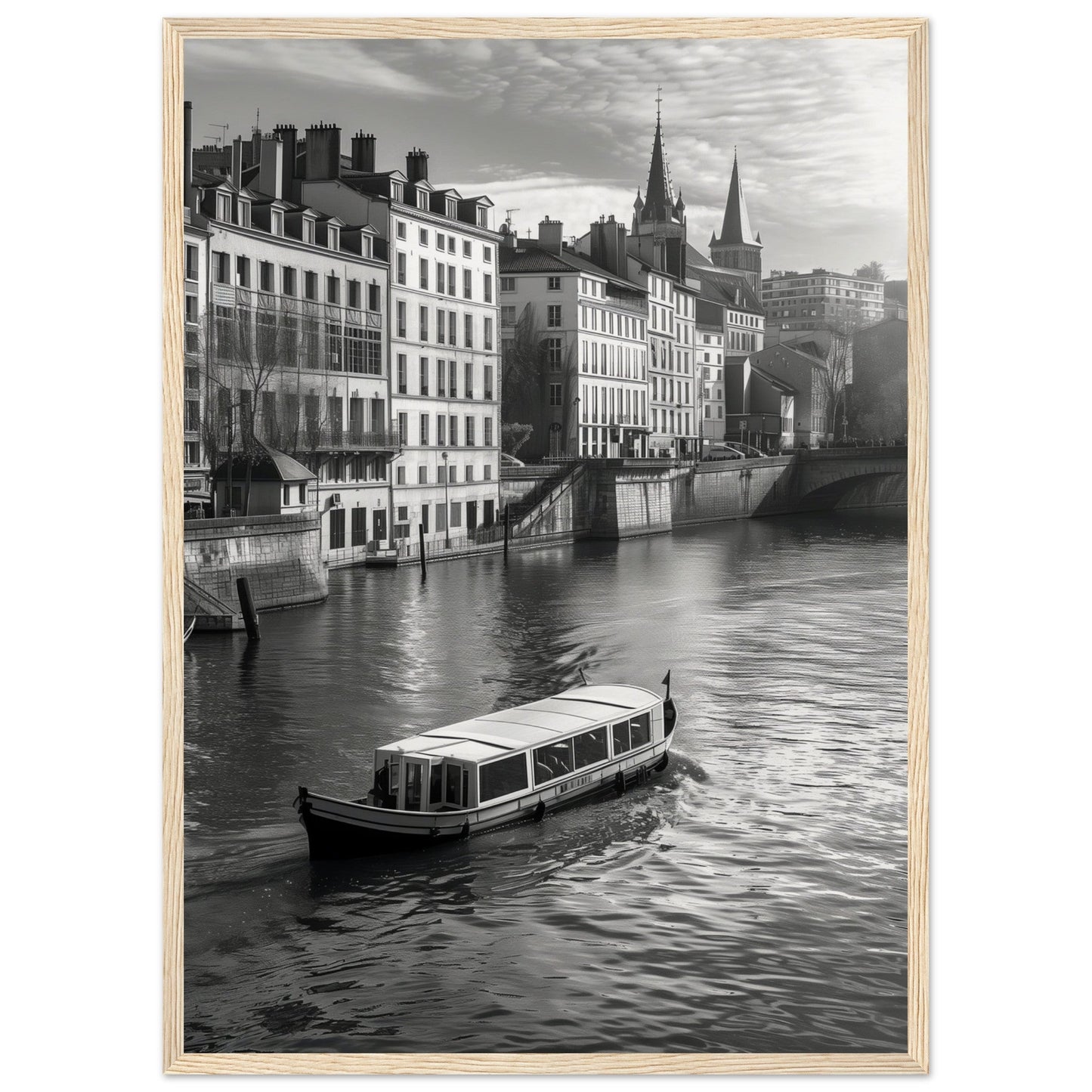 Affiche Lyon Noir Et Blanc ( 50x70-cm-Bois-clair)