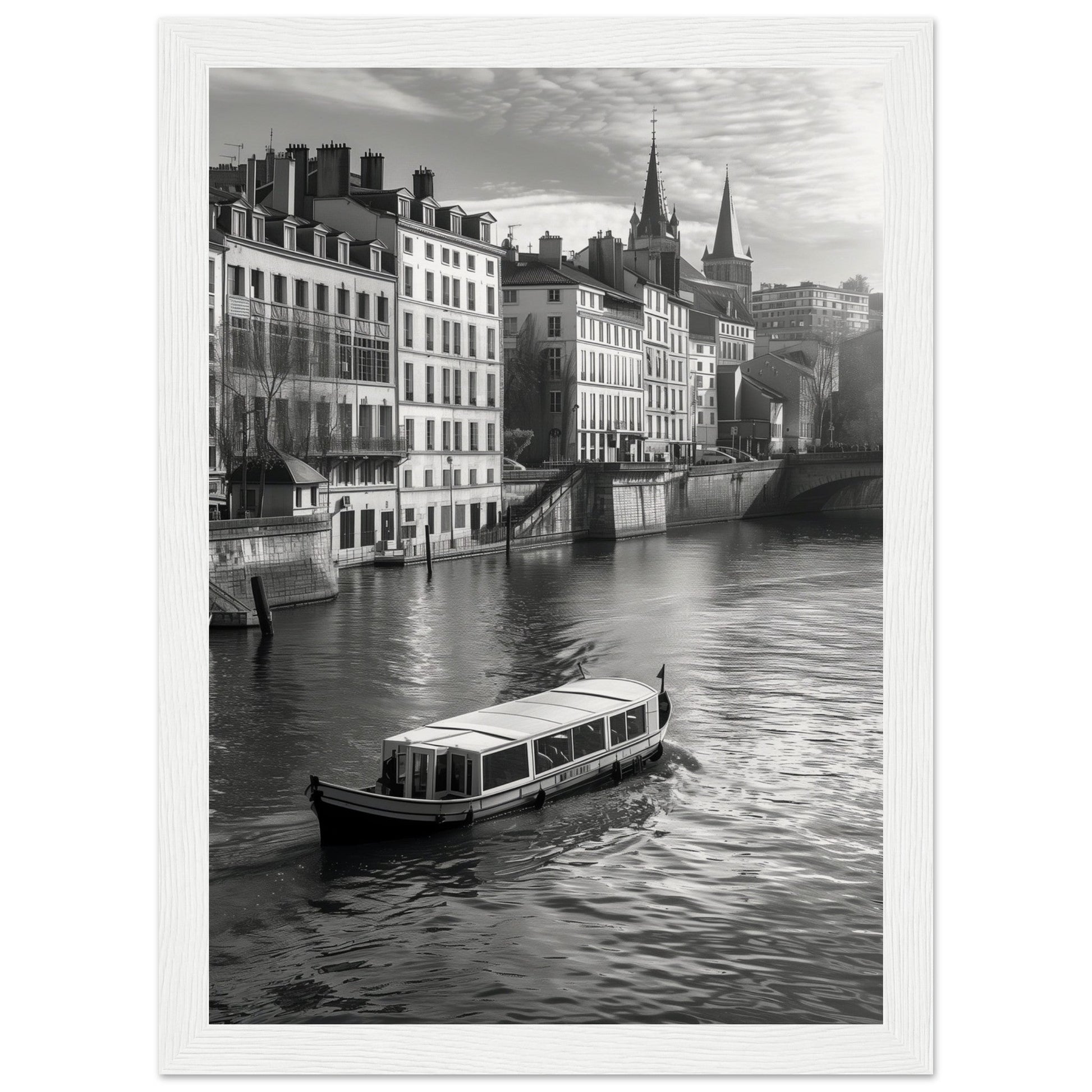 Affiche Lyon Noir Et Blanc ( 21x29.7-cm-Bois-blanc)