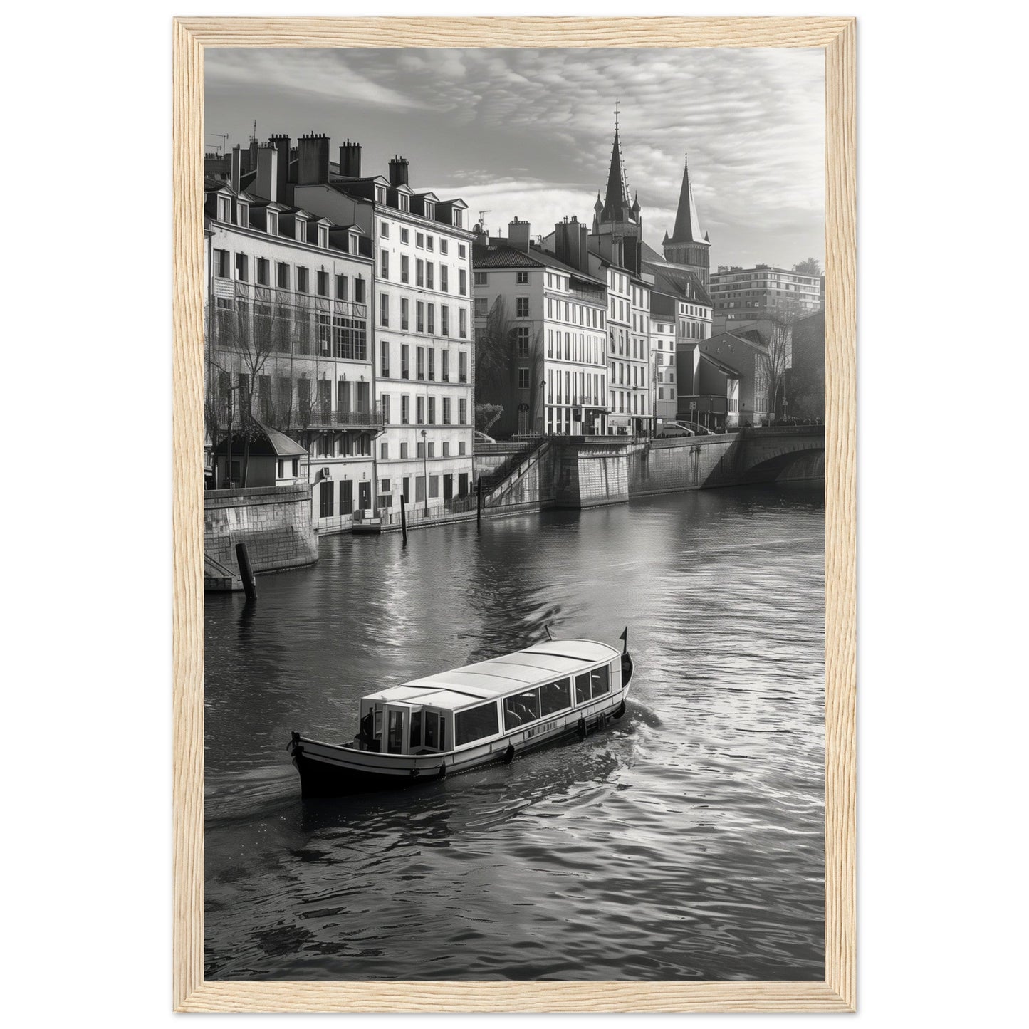 Affiche Lyon Noir Et Blanc ( 30x45-cm-Bois-clair)