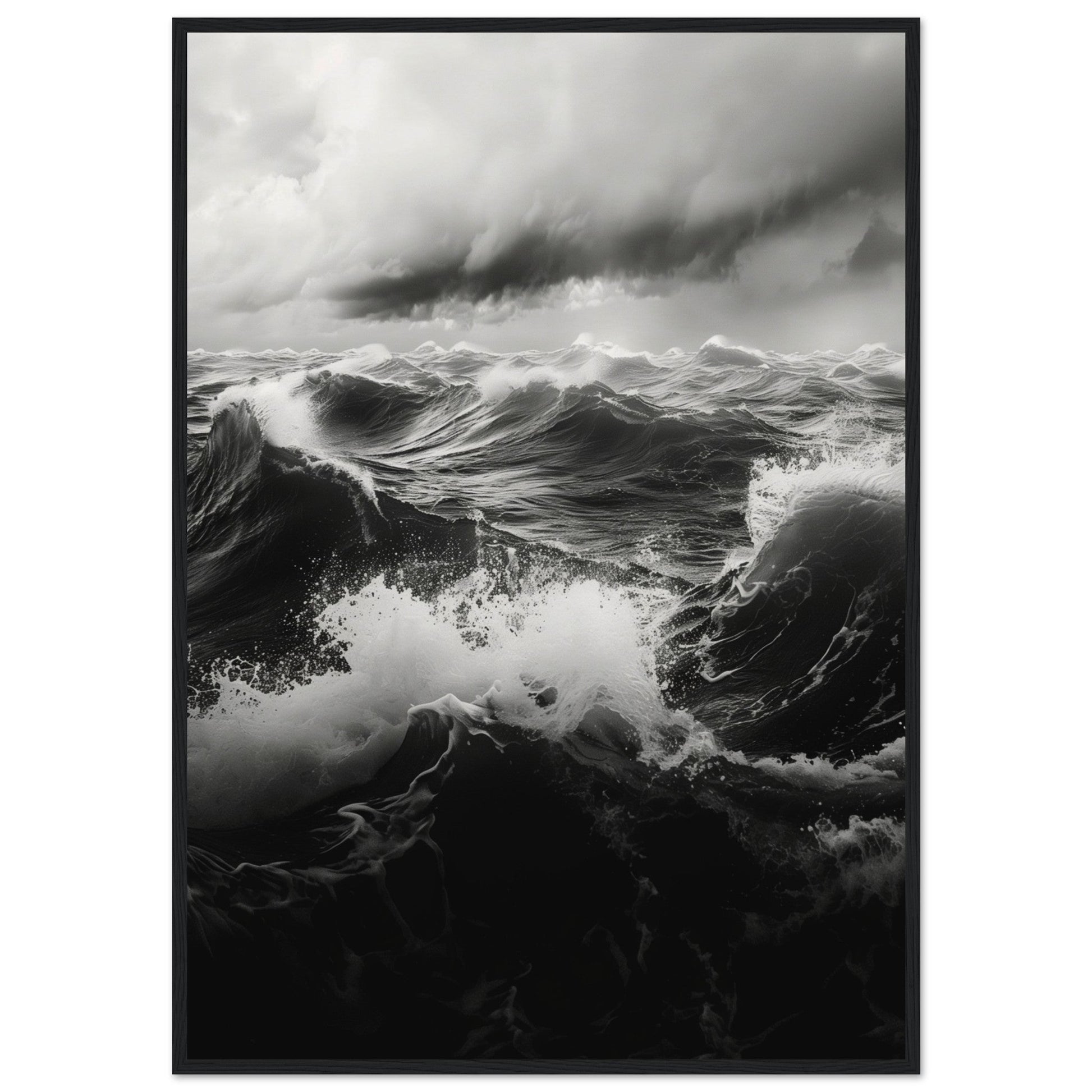 Affiche Mer Noir et Blanc ( 70x100-cm-Bois-noir)