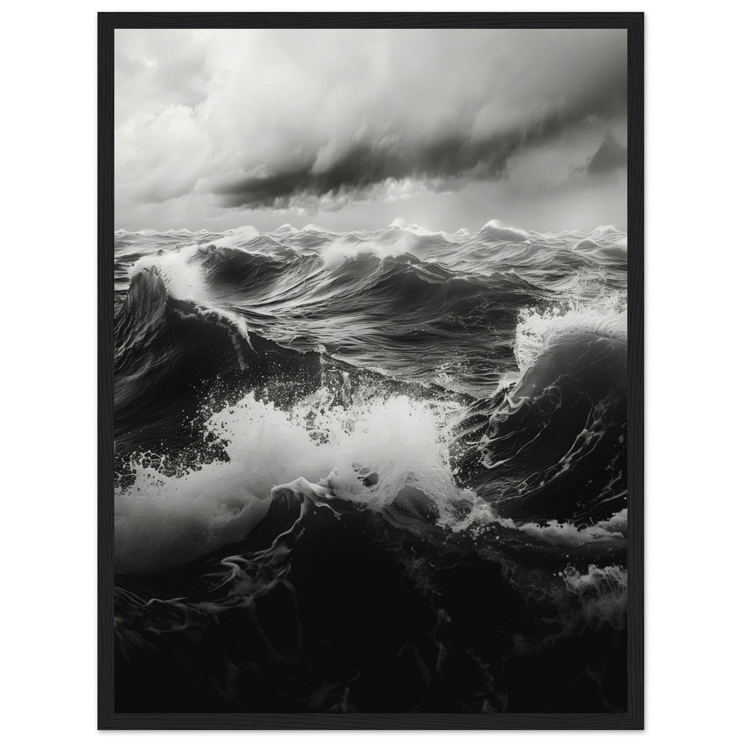 Affiche Mer Noir et Blanc ( 45x60-cm-Bois-noir)