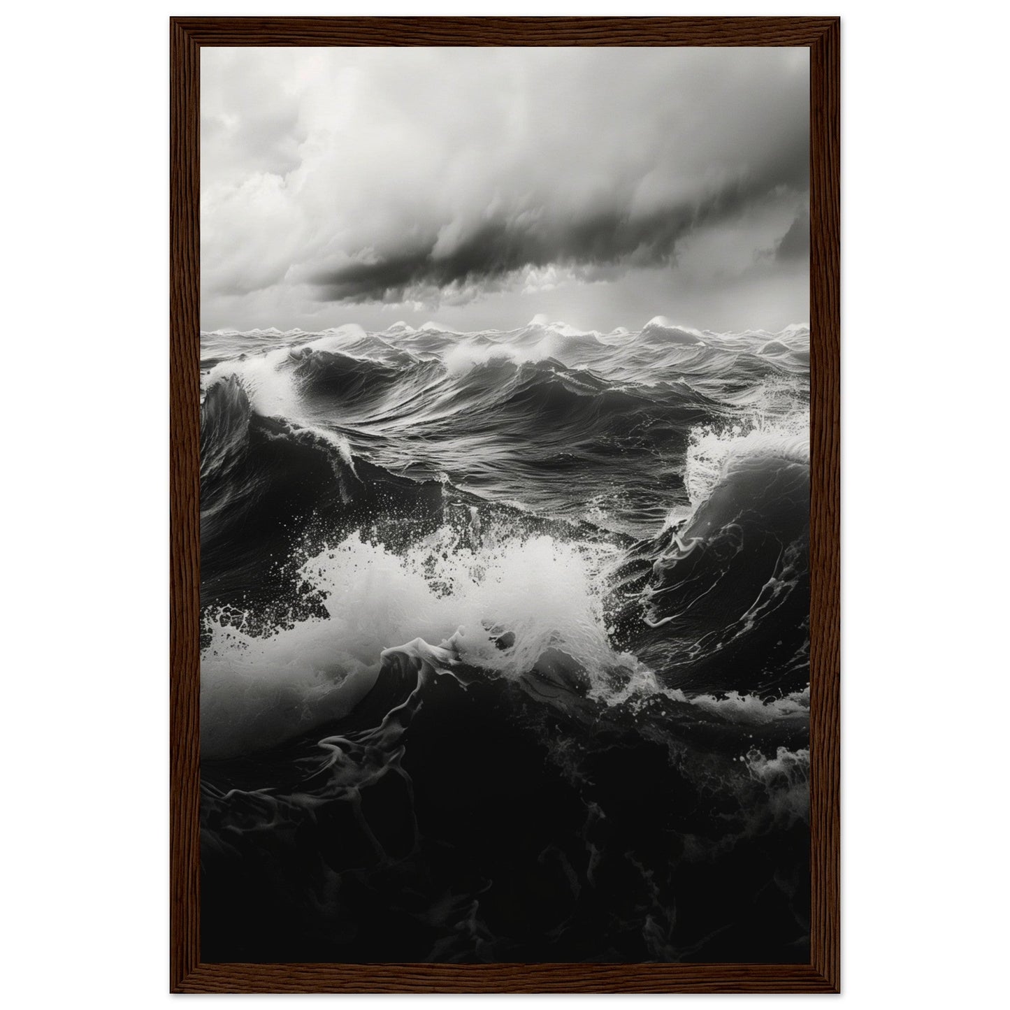 Affiche Mer Noir et Blanc ( 30x45-cm-Bois-foncé)