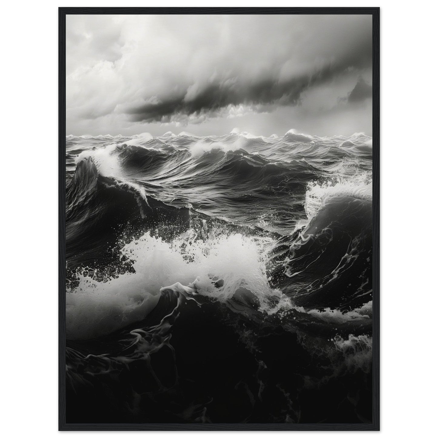 Affiche Mer Noir et Blanc ( 60x80-cm-Bois-noir)