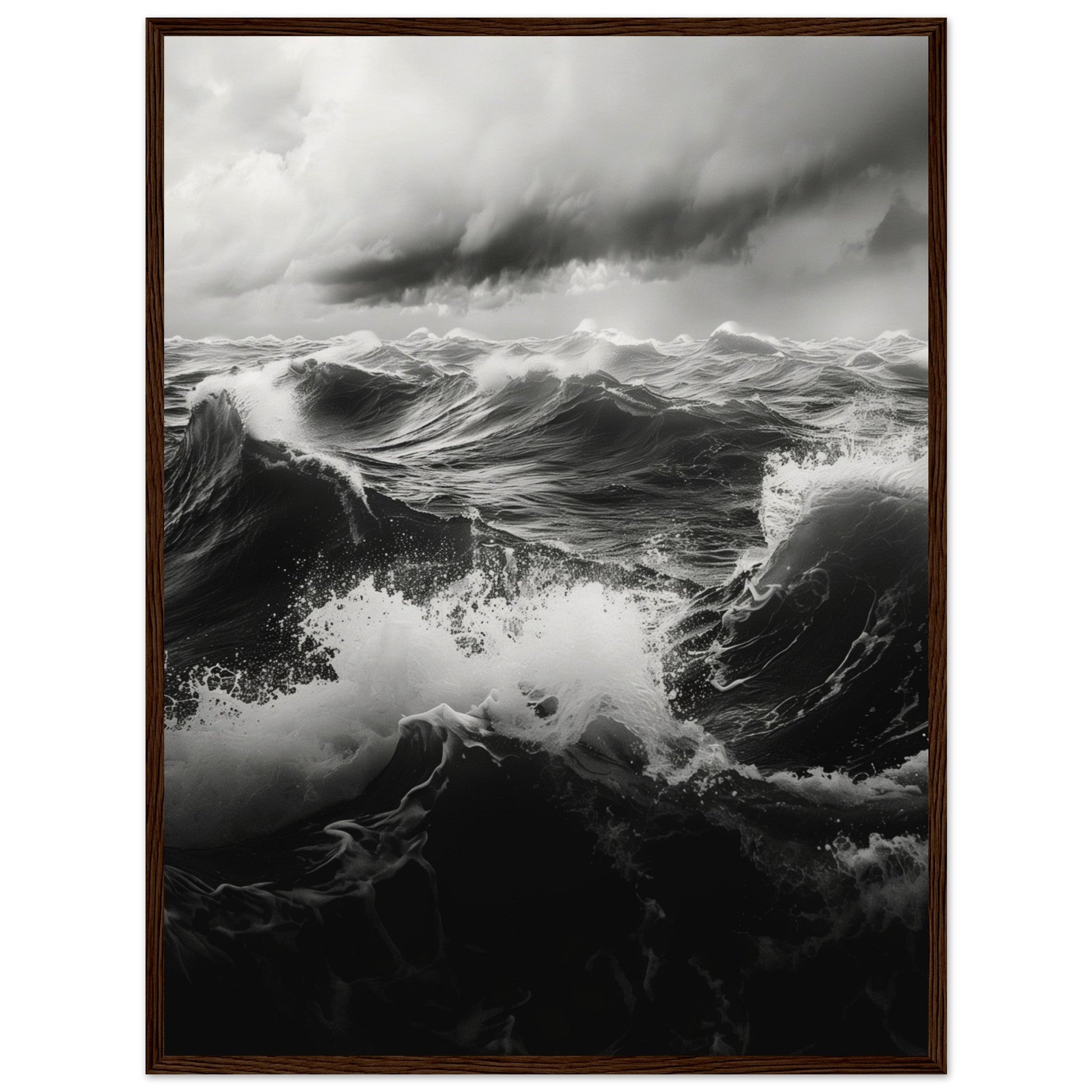 Affiche Mer Noir et Blanc ( 60x80-cm-Bois-foncé)