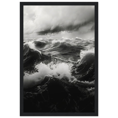 Affiche Mer Noir et Blanc ( 30x45-cm-Bois-noir)