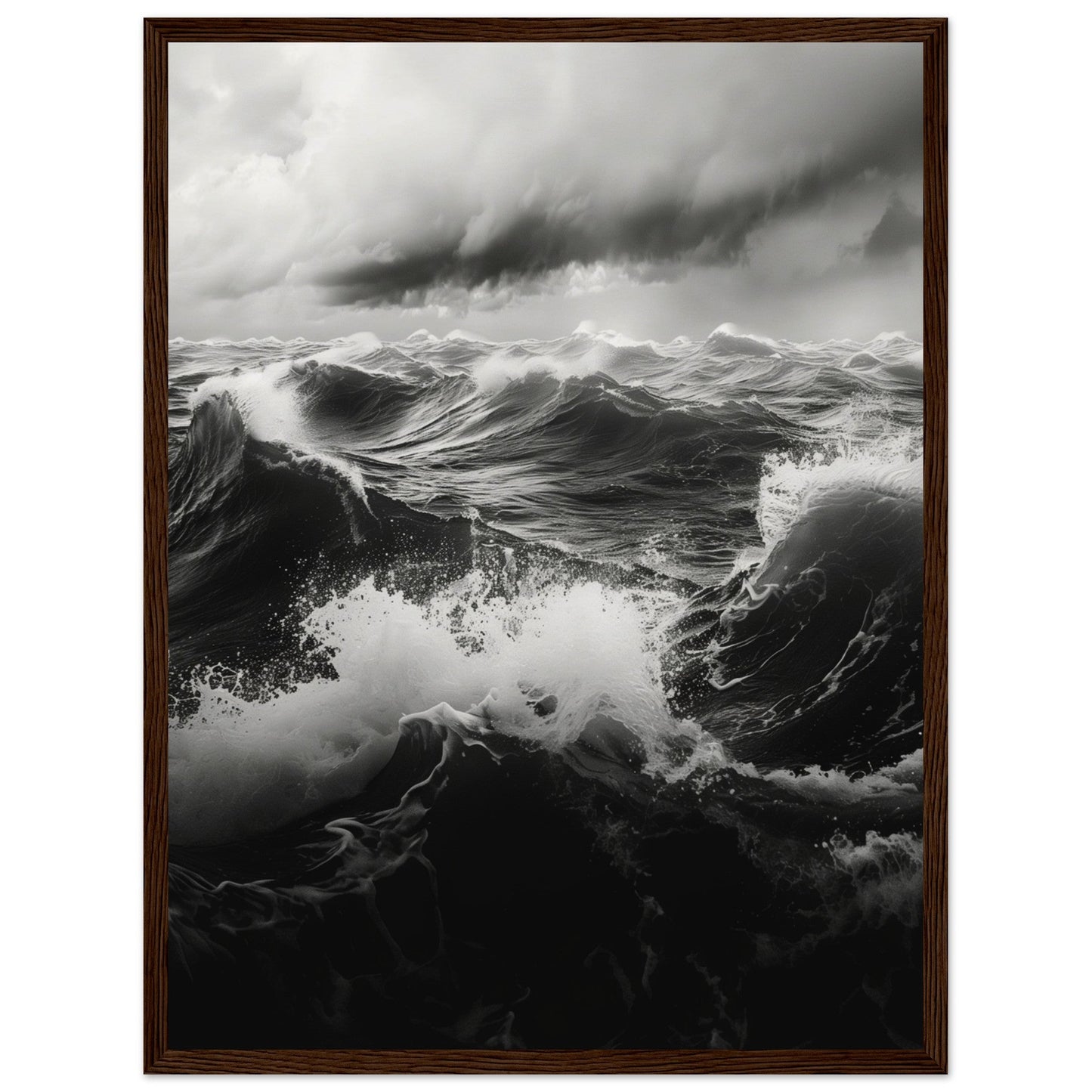 Affiche Mer Noir et Blanc ( 45x60-cm-Bois-foncé)