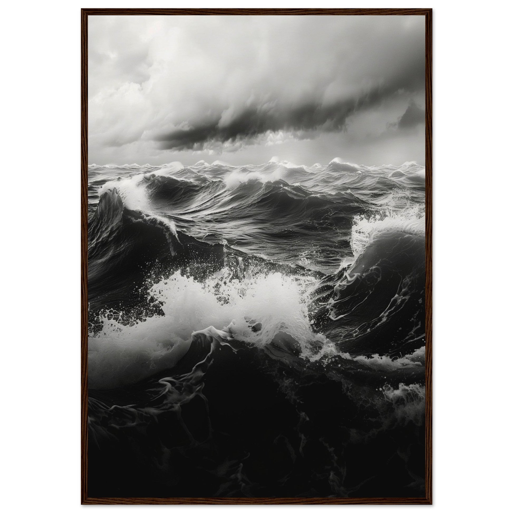 Affiche Mer Noir et Blanc ( 70x100-cm-Bois-foncé)