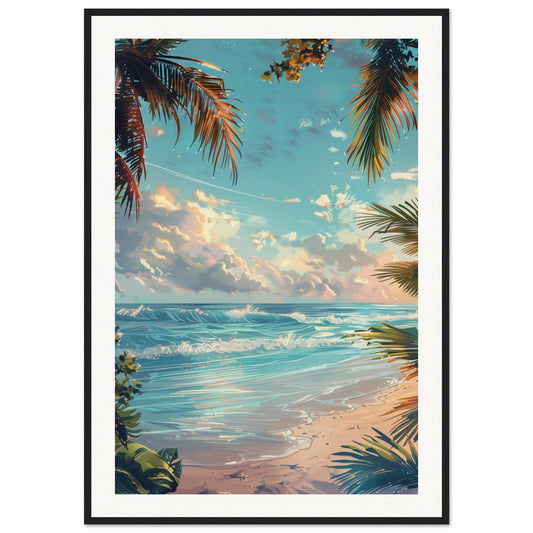 Affiche Mer Plage ( 70x100-cm-Bois-noir)