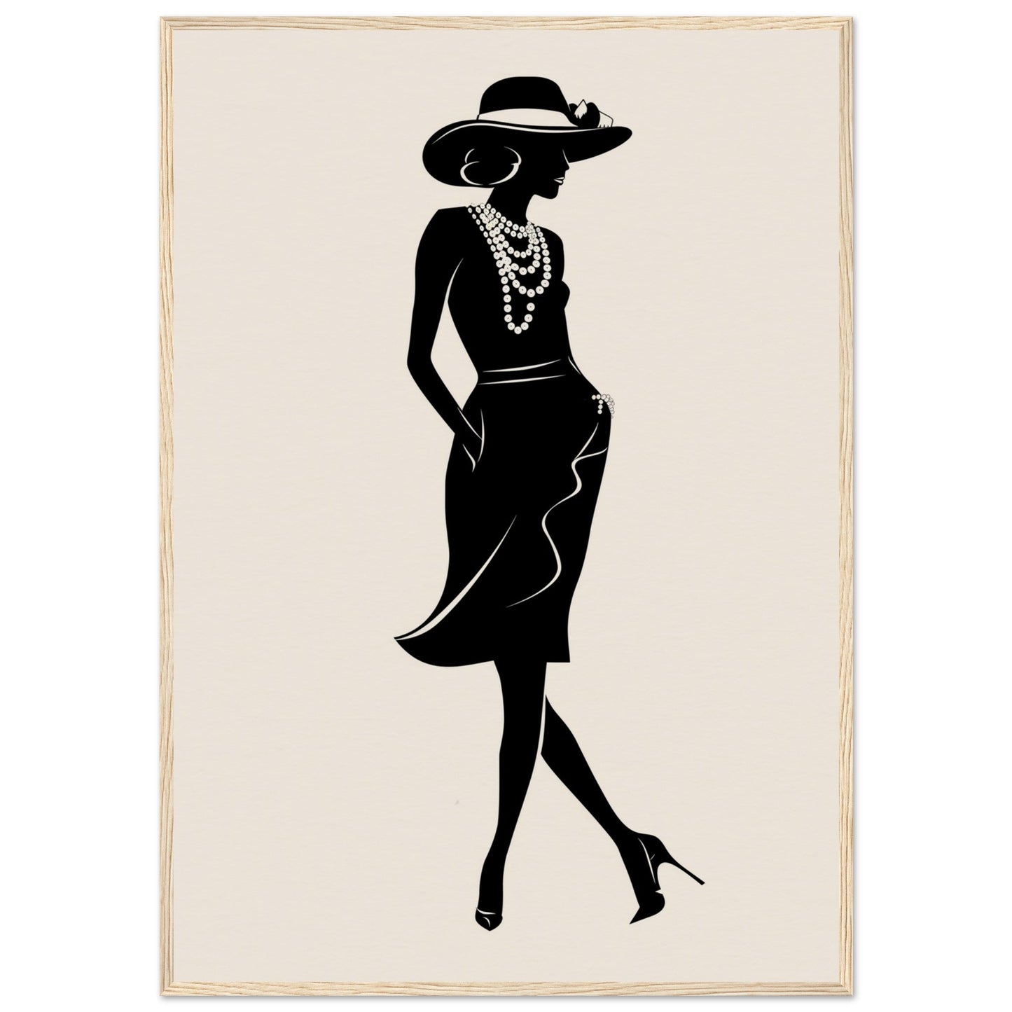 Affiche Mode Noir et Blanc ( 70x100-cm-Bois-clair)