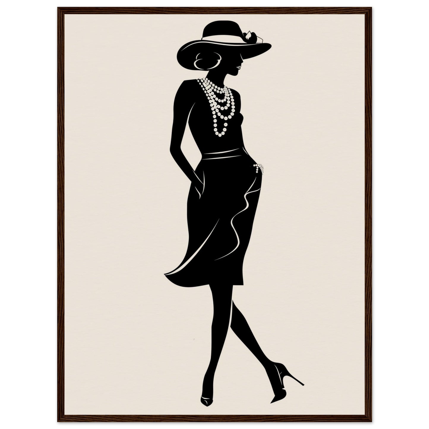 Affiche Mode Noir et Blanc ( 60x80-cm-Bois-foncé)